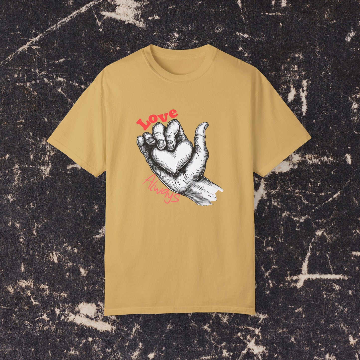 Love Always Hand Holding Heart Graphic Shirt, Unique Romantic T-Shirt, Heartwarming Love Tee, Thoughtful Gift for Loved Ones