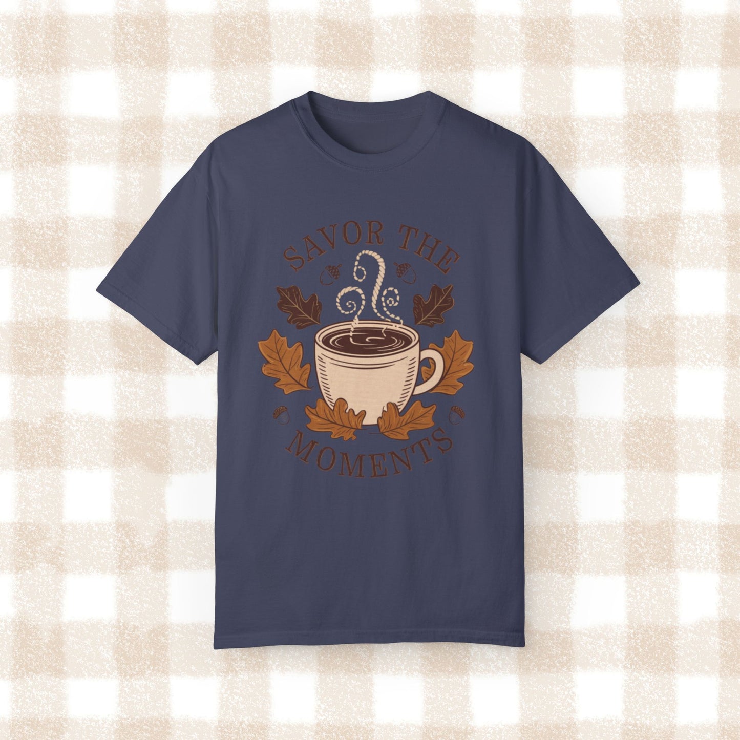 Savor the Moments Coffee Art T-Shirt, Fall Season T-Shirt, Cozy Autumn Tee, Comfortable Everyday Wear, Stylish Casual Top