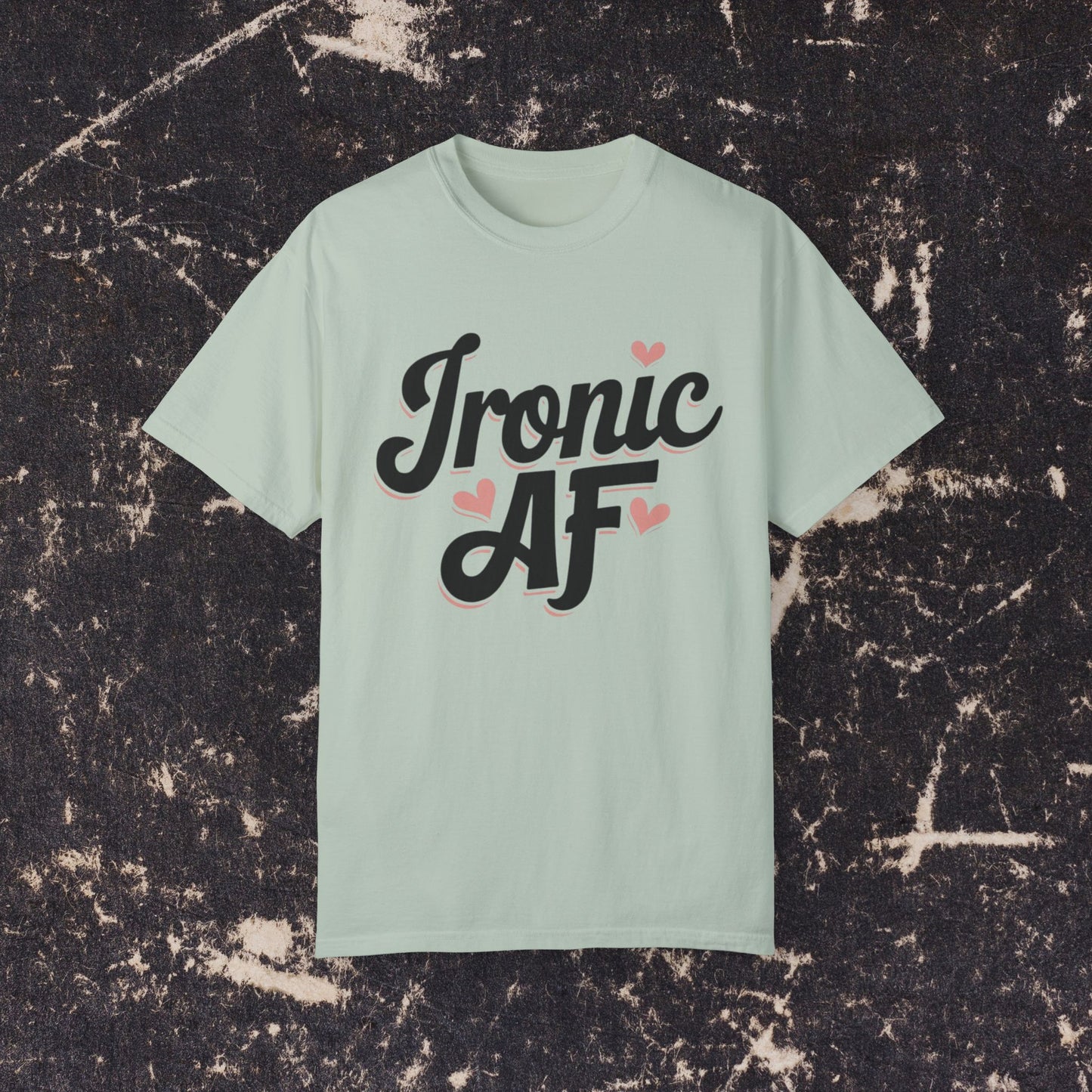 Ironic AF Shirt Funny Graphic Tee Casual Humor T-Shirt Trendy Quote Top Cute Love Hearts Design Apparel Gift