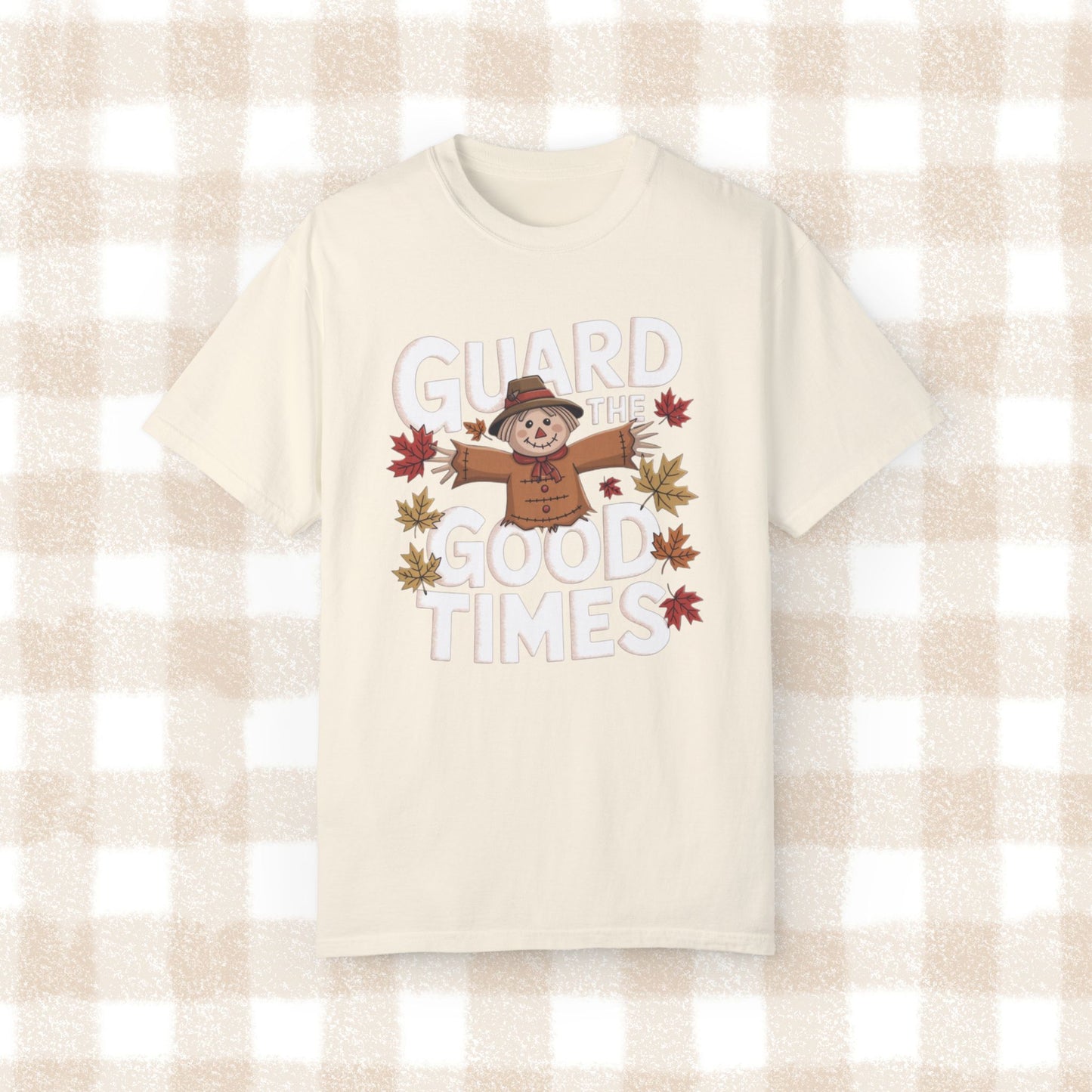 Guard the Good Times Halloween Scarecrow T-Shirt, Funny Fall Design Tee, Cute Autumn Graphic Shirt, Thanksgiving Top