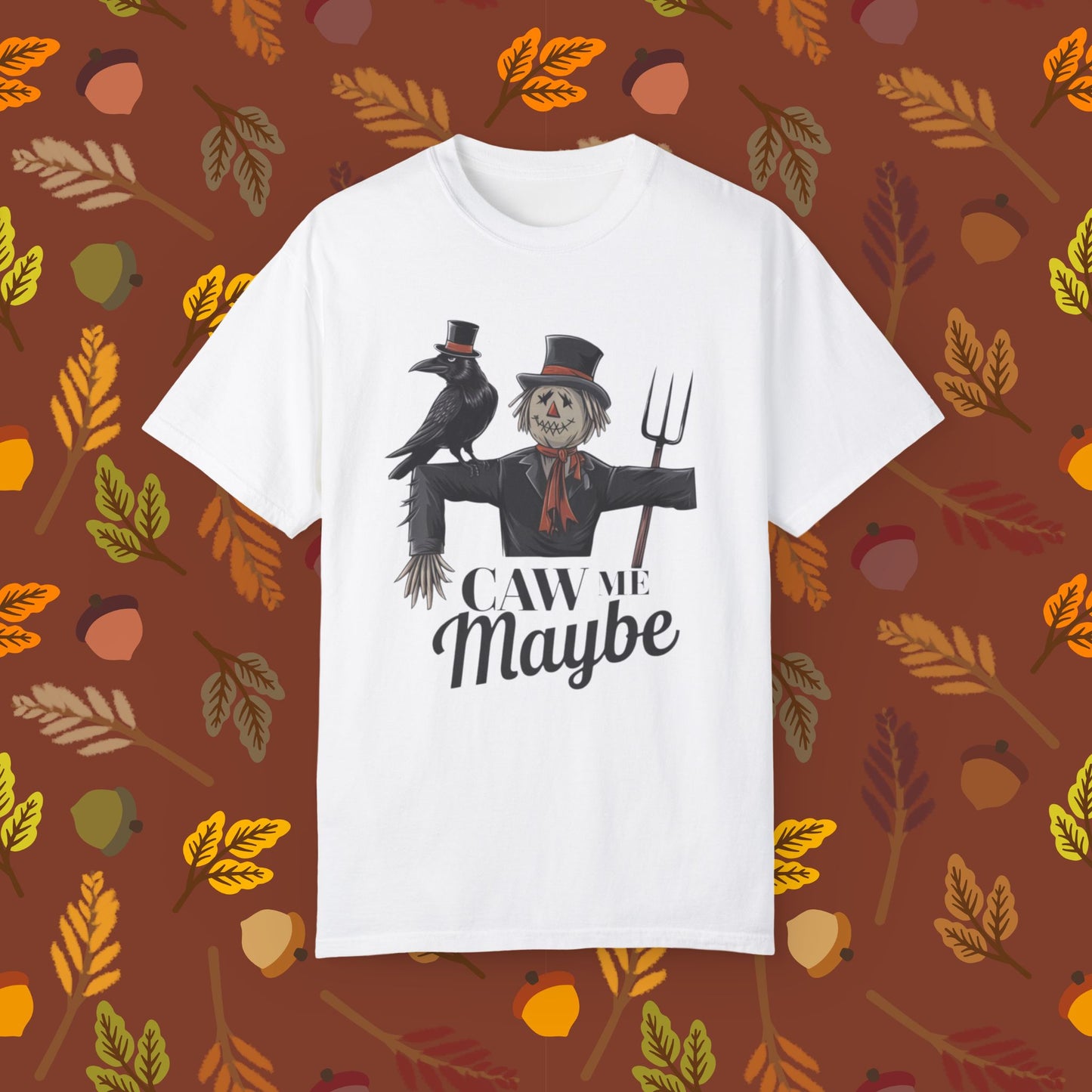 Halloween Scarecrow T-Shirt, Funny Scarecrow and Crow Tee, Caw Me Maybe Shirt, Cool Halloween Costume Shirt, Graphic Tee for Halloween