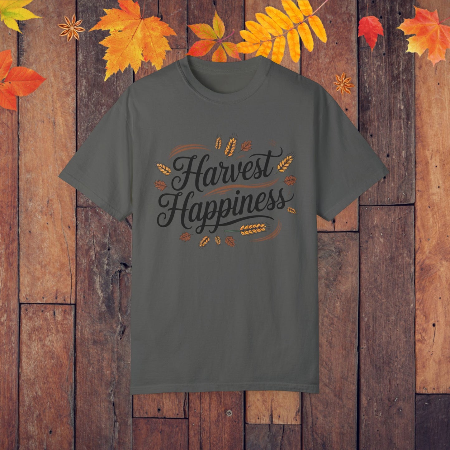 Harvest Happiness T-Shirt, Fall Themed Tee, Thanksgiving T-Shirt, Autumn Vibes Top, Rustic Harvest Shirt, Cozy Fall T-Shirt