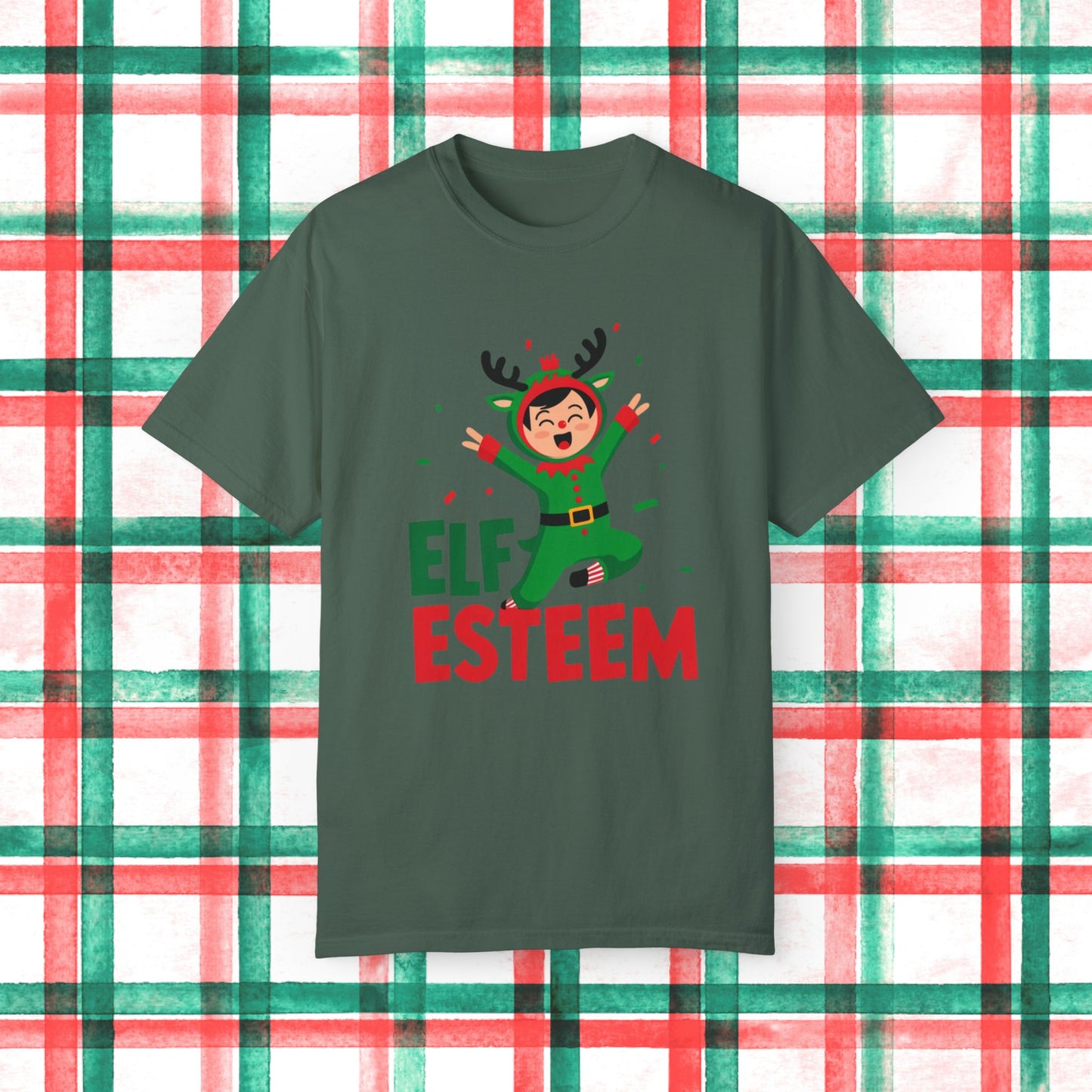 Elf Esteem Christmas T-Shirt, Holiday Cheer Tee, Funny Elf Shirt, Festive Graphic Tee, Xmas Celebration Top, Fun Christmas Gift Idea