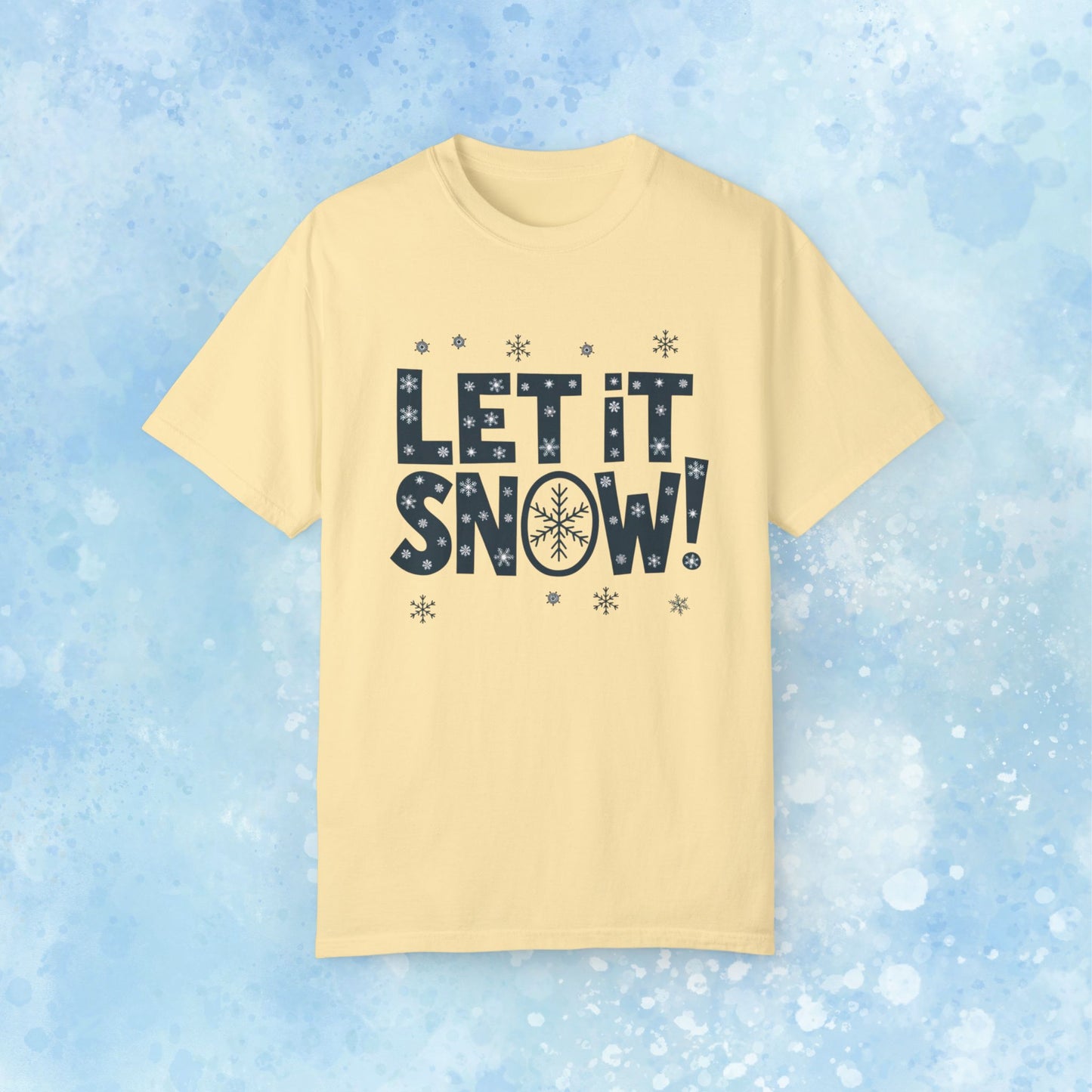 Let It Snow T-Shirt, Snowflake Graphic Tee, Winter Slogan Shirt, Christmas Holiday Apparel, Festive Snowflakes T-Shirt