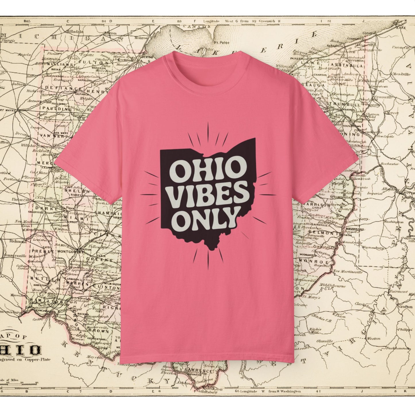 Ohio Vibes Only T-Shirt, Fun Ohio Graphic Tee, Ohio Pride Shirt, Trendy Ohio Apparel, State Love T-Shirt