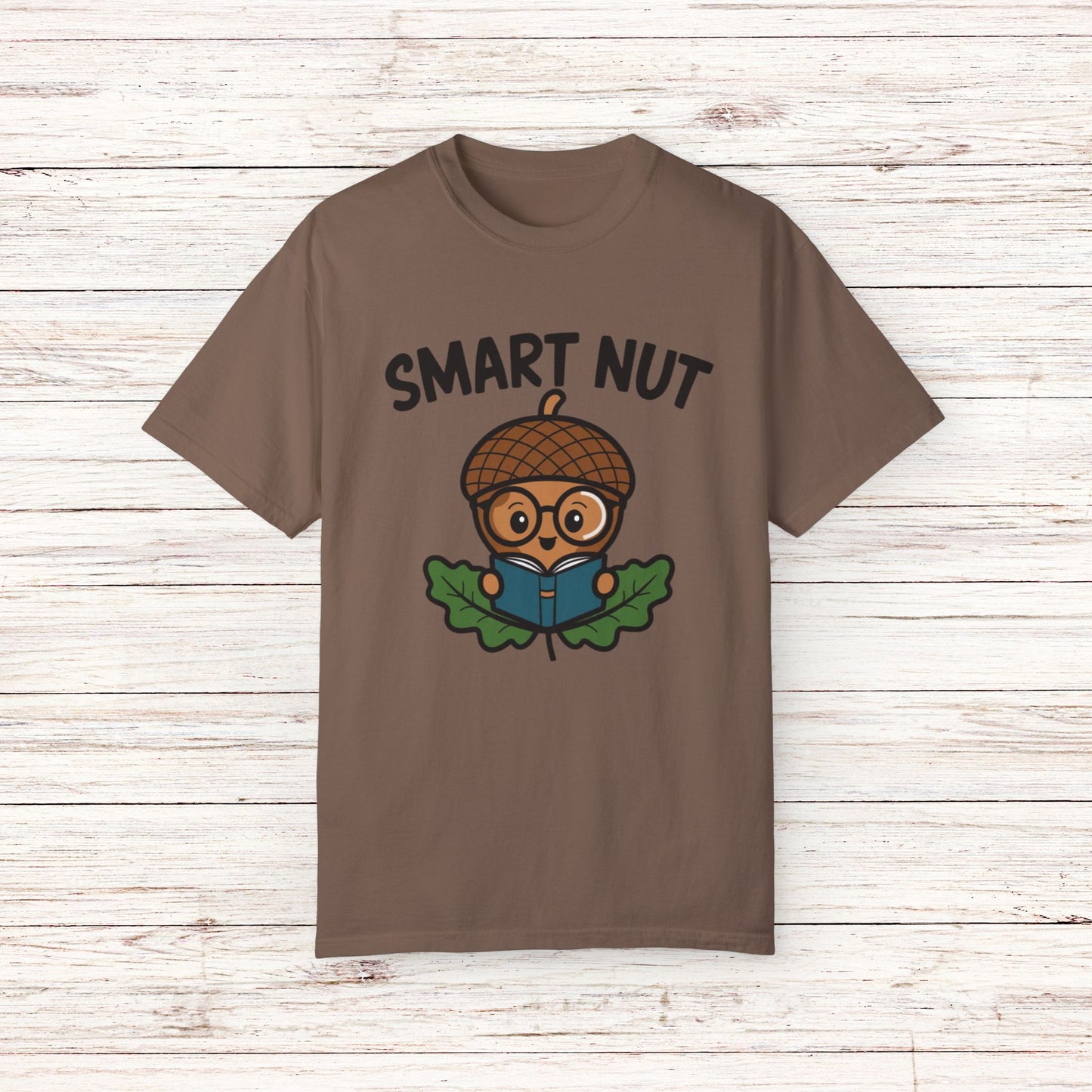 Funny Smart Nut Acorn Reading Cartoon T-Shirt, Cute Nerdy Acorn T-Shirt Gift, Adorable Acorn Design Shirt for Readers