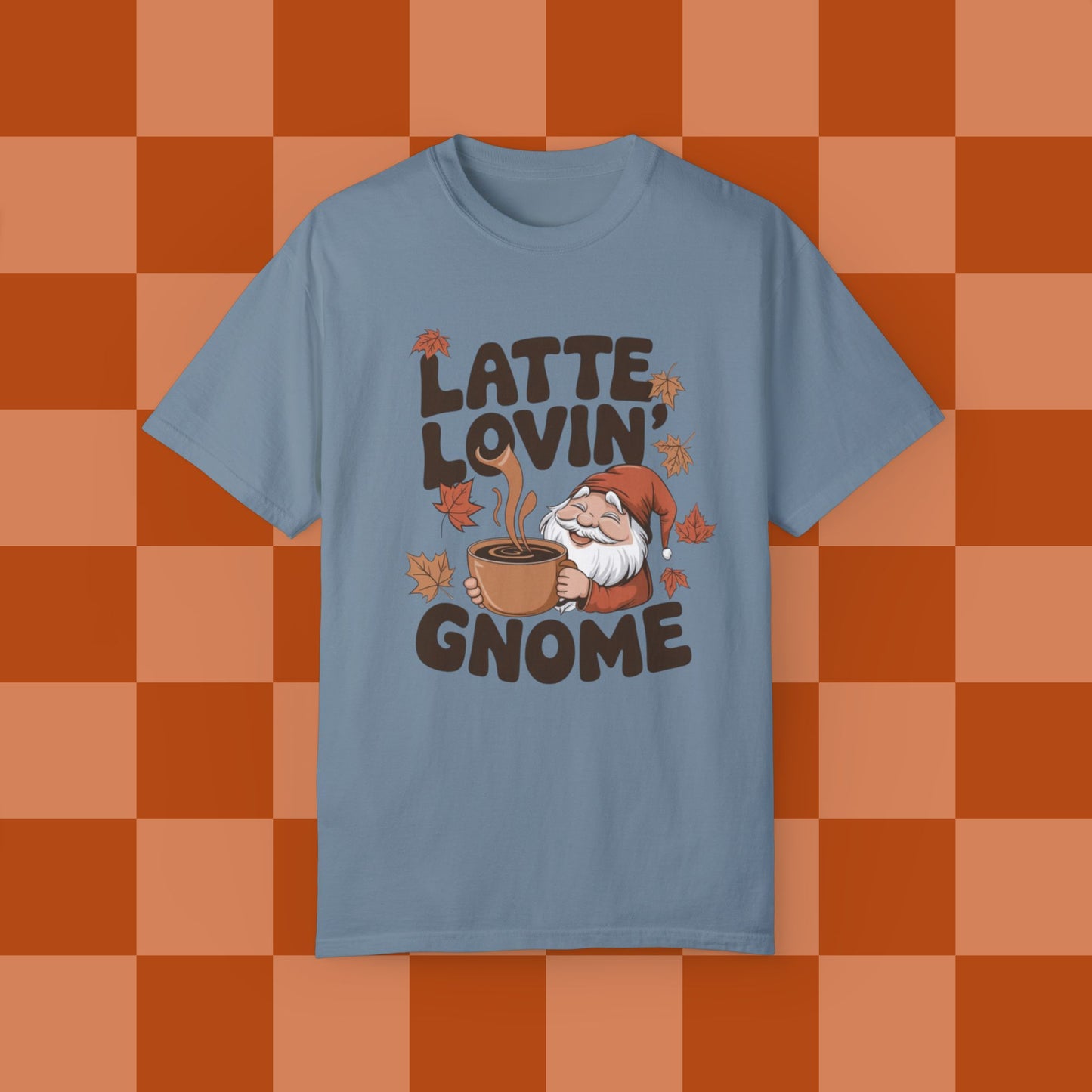 Latte Lovin Gnome T-Shirt Cute Coffee Lover Shirt Fall Gnome Graphic Tee Latte Lover TShirt Gift for Coffee Enthusiasts