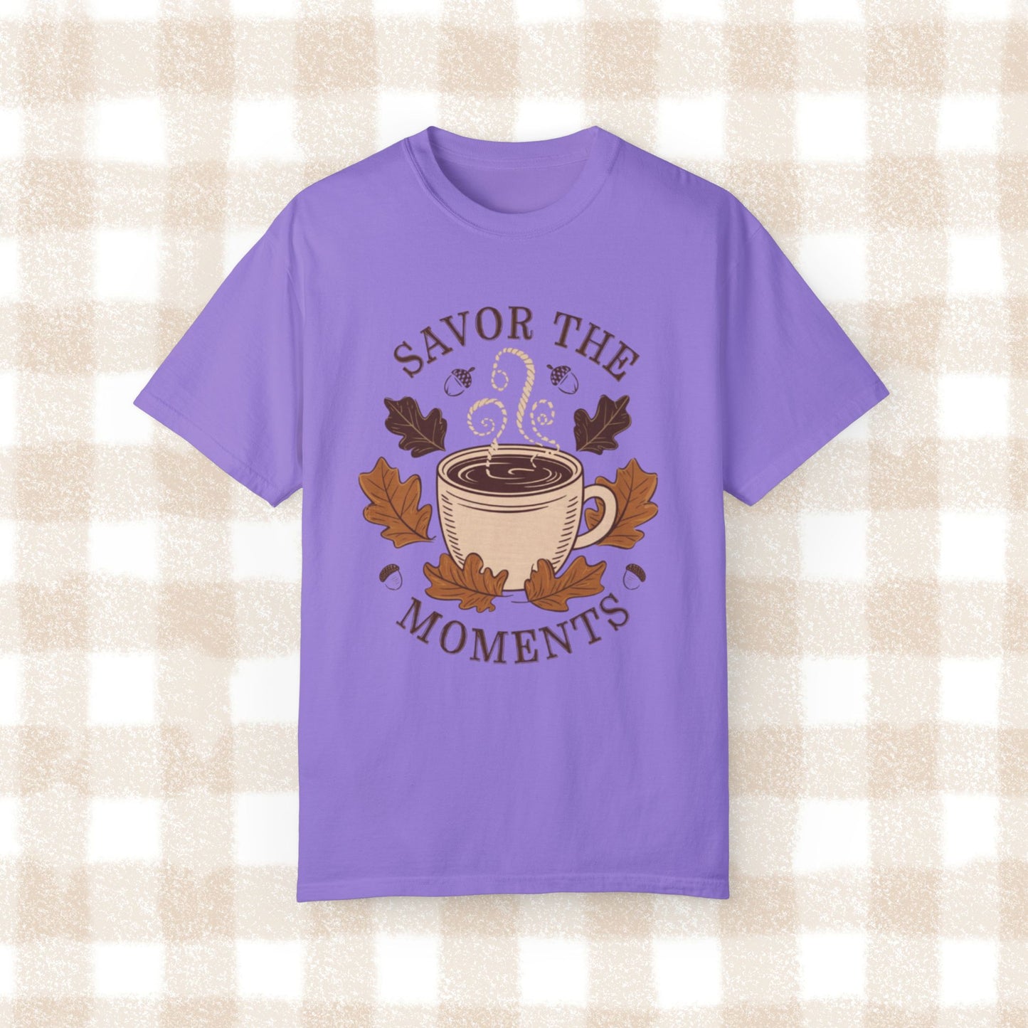 Savor the Moments Coffee Art T-Shirt, Fall Season T-Shirt, Cozy Autumn Tee, Comfortable Everyday Wear, Stylish Casual Top