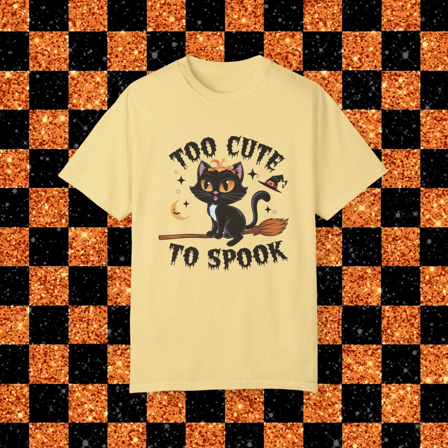 Halloween Cat T-Shirt, Too Cute To Spook, Black Cat Witch Costume, Cute Halloween Shirt, Funny Witchy Tee, Spooky Season Apparel