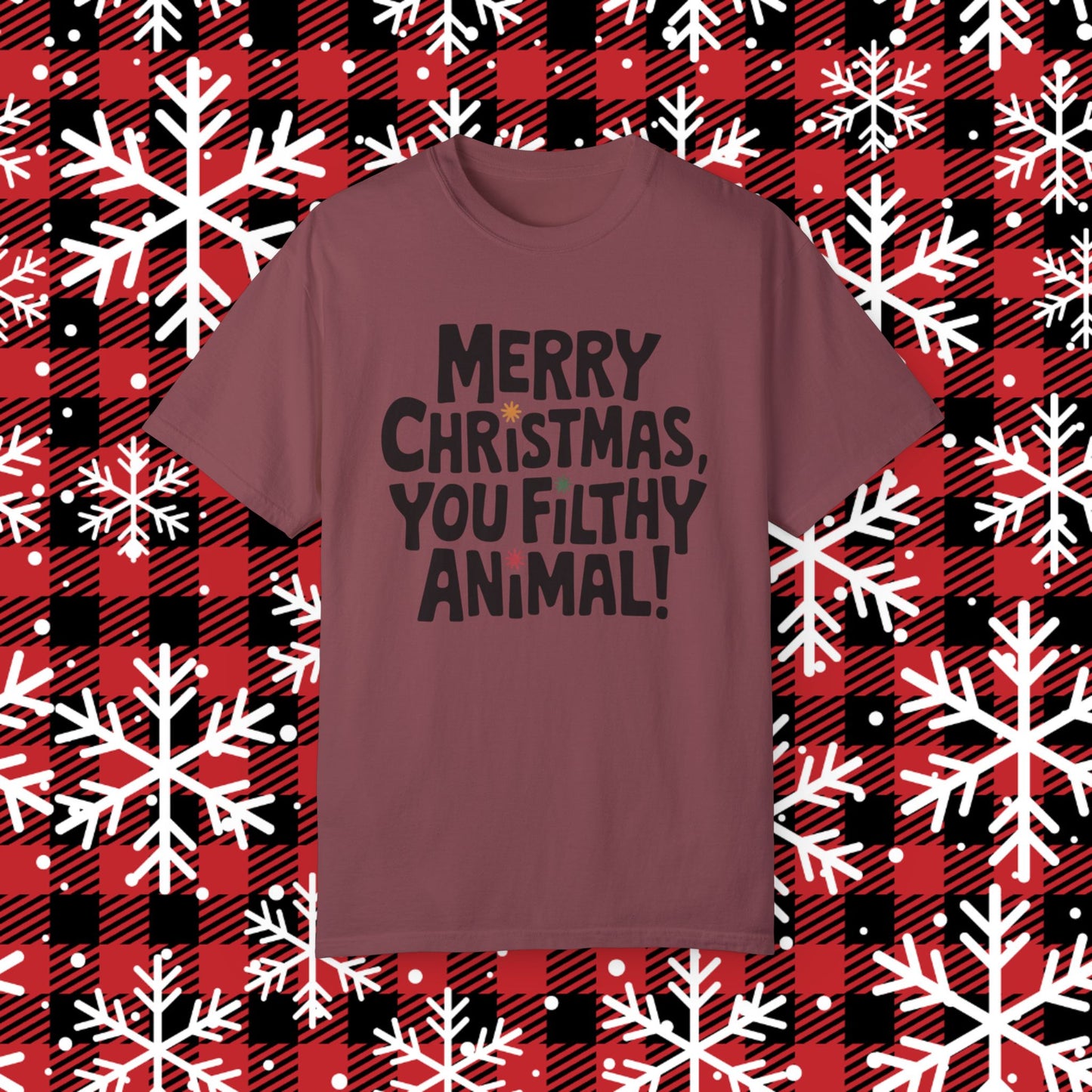 Merry Christmas You Filthy Animal T-Shirt, Funny Christmas T-Shirt, Holiday Graphic Tee, Christmas Movie Quote Shirt