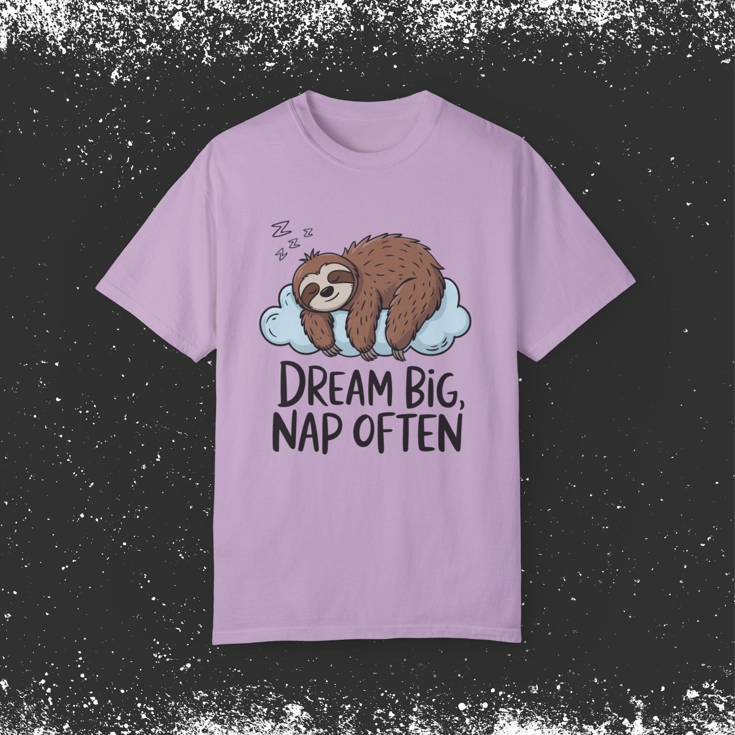 Cute Sloth T-Shirt Dream Big Nap Often Graphic Tee Funny Lazy Sloth Shirt Animal Lover Gift Relaxing Sleepy Sloth Print