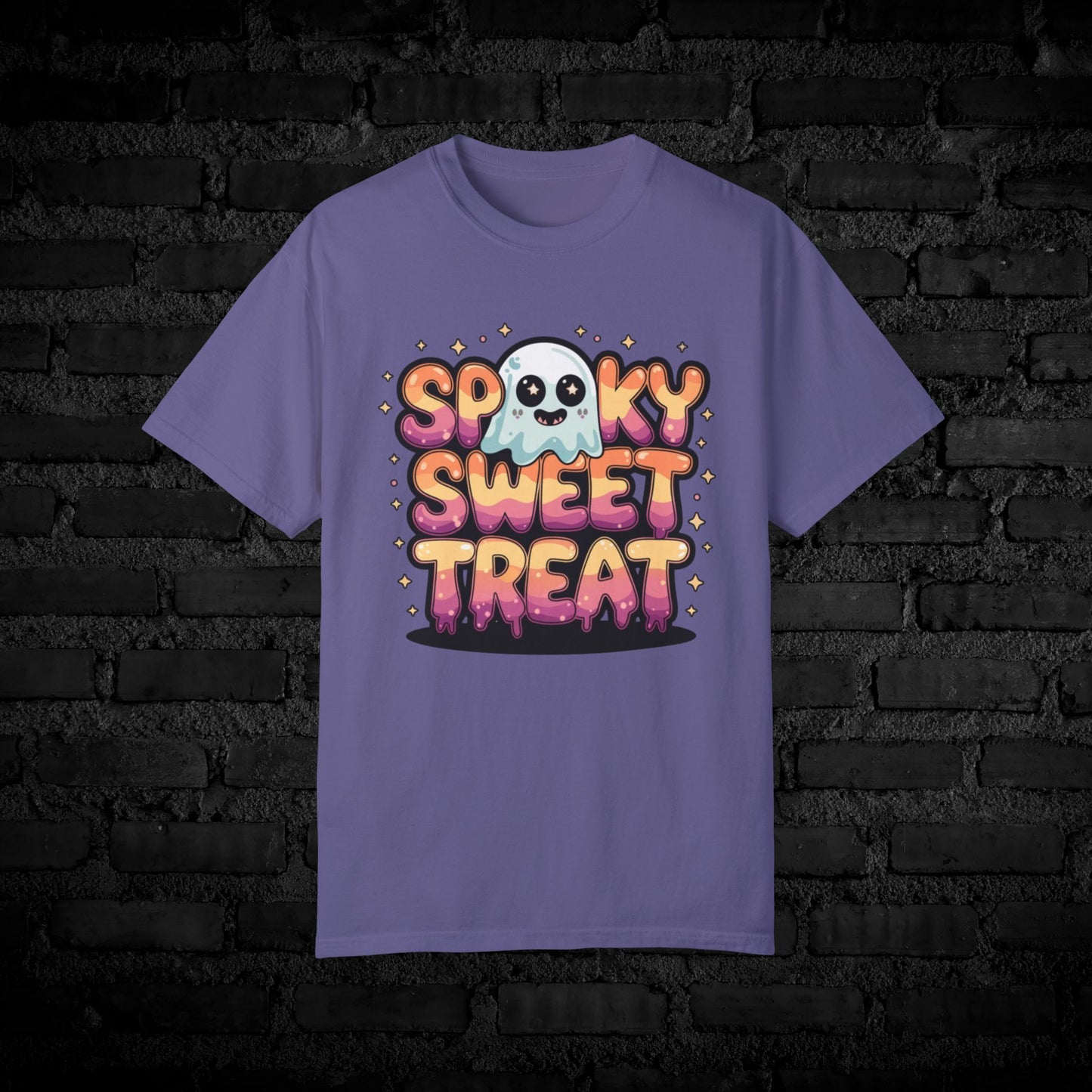 Spooky Sweet Treat T-Shirt, Cute Halloween Ghost Shirt, Kawaii Style Halloween Tee, Adorable Boo Shirt, Fun Halloween Apparel