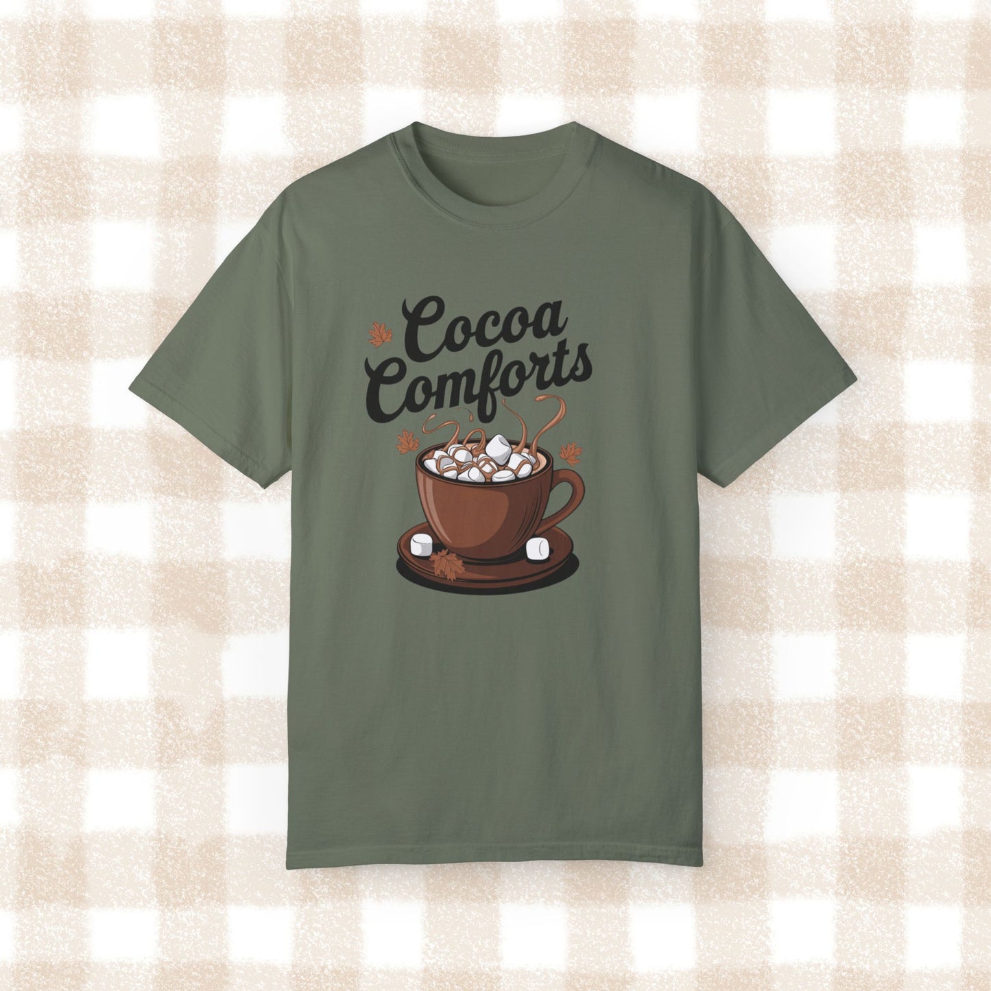 Cozy Fall Cocoa Comforts T-Shirt, Cute Hot Chocolate Graphic Tee, Autumn Wardrobe Essential, Perfect Fall Gift Idea