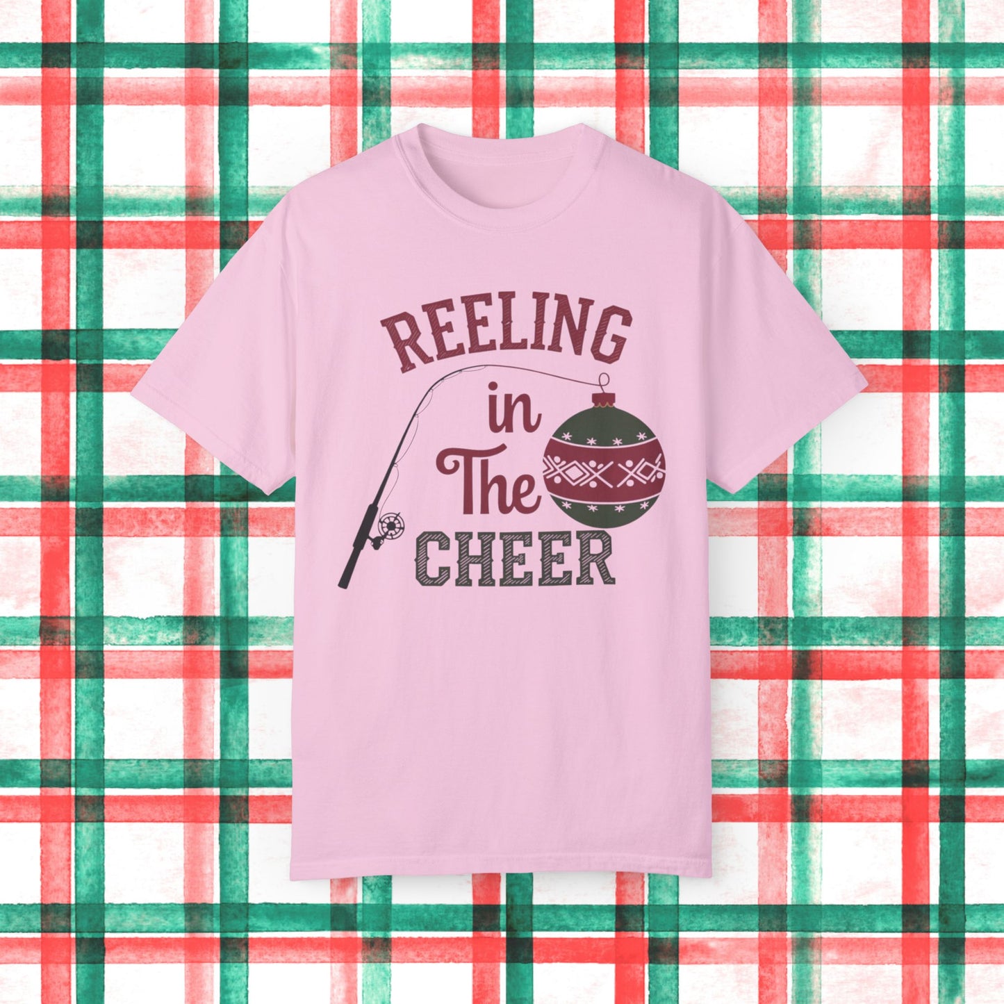 Reeling in The Cheer Fishing Christmas T-Shirt, Funny Holiday Fishing Tee, Christmas Gift for Fishermen, Xmas Fishing Shirt