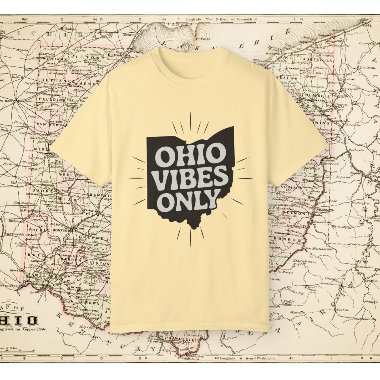 Ohio Vibes Only T-Shirt, Fun Ohio Graphic Tee, Ohio Pride Shirt, Trendy Ohio Apparel, State Love T-Shirt