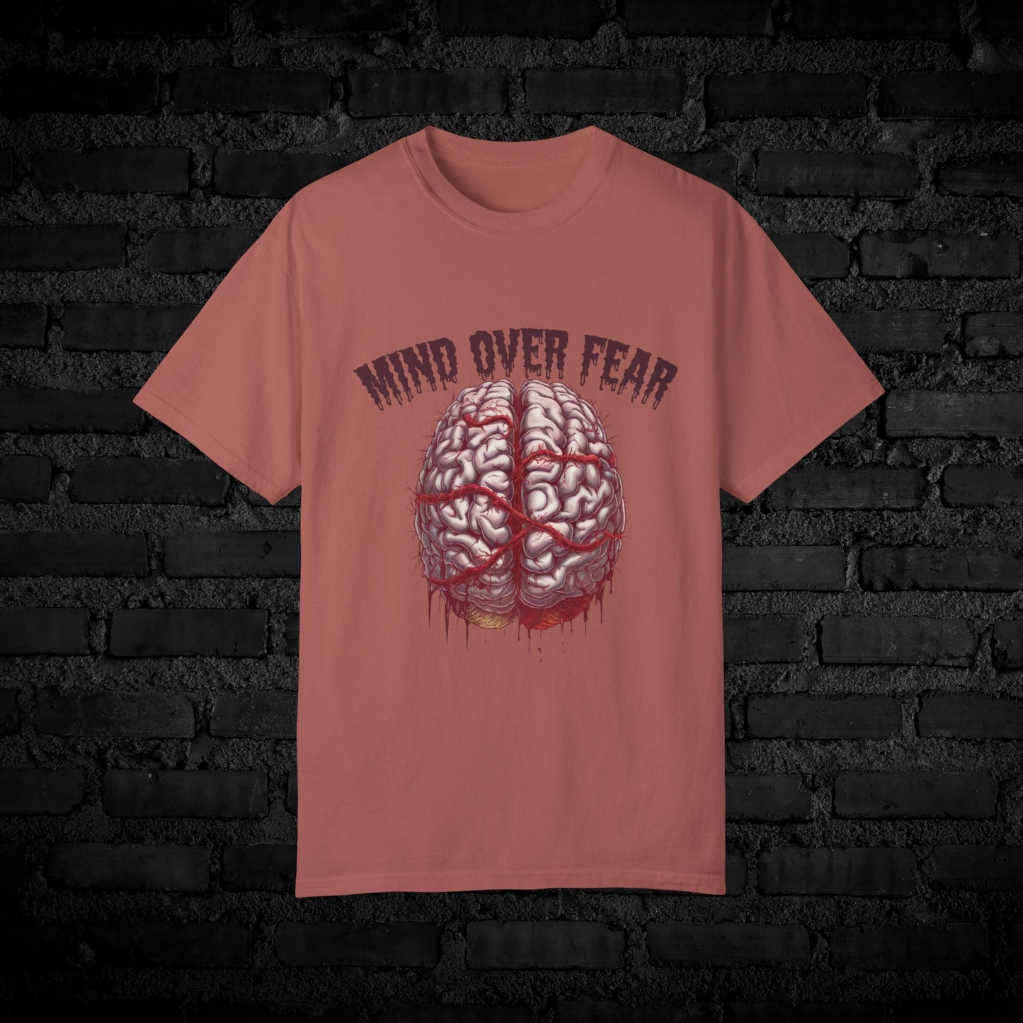 Mind Over Fear Graphic T-Shirt, Motivational Tee, Inspirational Brain Design, Positive Thinking Shirt, Fearless Attire, Unique Gift