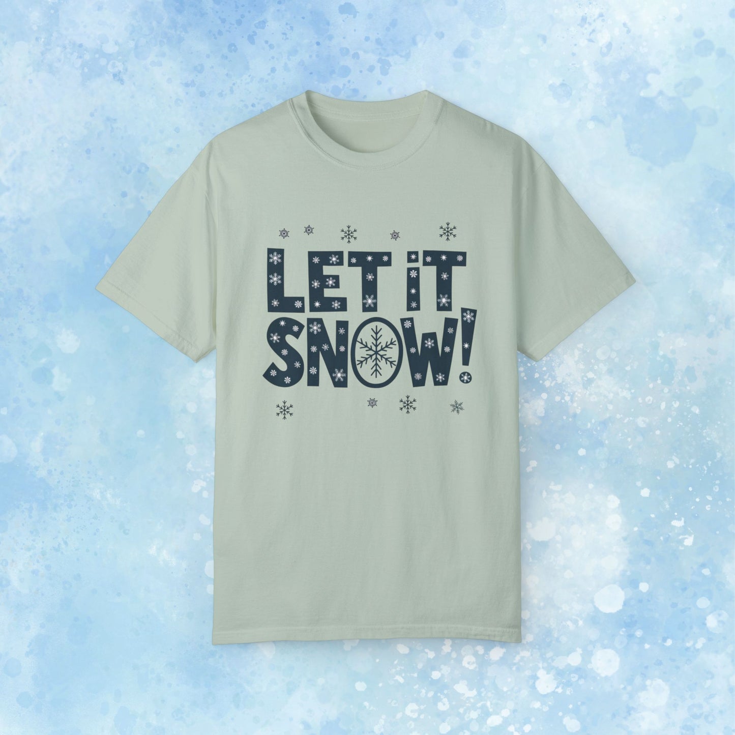 Let It Snow T-Shirt, Snowflake Graphic Tee, Winter Slogan Shirt, Christmas Holiday Apparel, Festive Snowflakes T-Shirt