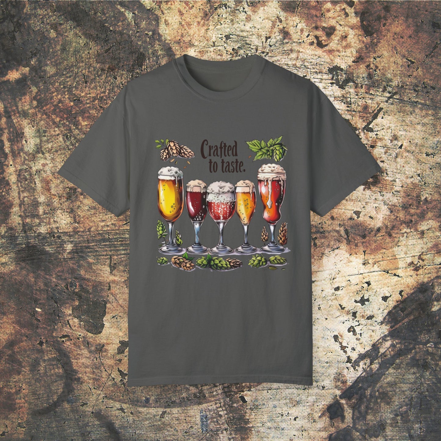 Crafted to Taste T-Shirt Fun Beer Lover Design Beer Glasses Art Shirt Brewery Hops Graphic Tee Unique Gift for Beer Enthusiasts