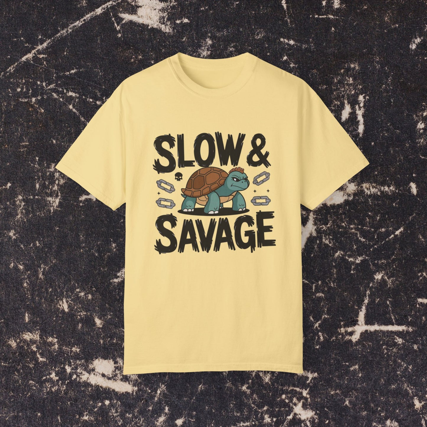 Funny Turtle Graphic Tee, Slow and Savage T-Shirt, Cute Animal Themed Shirt, Unique Gift for Turtle Lovers, Humorous Clothing