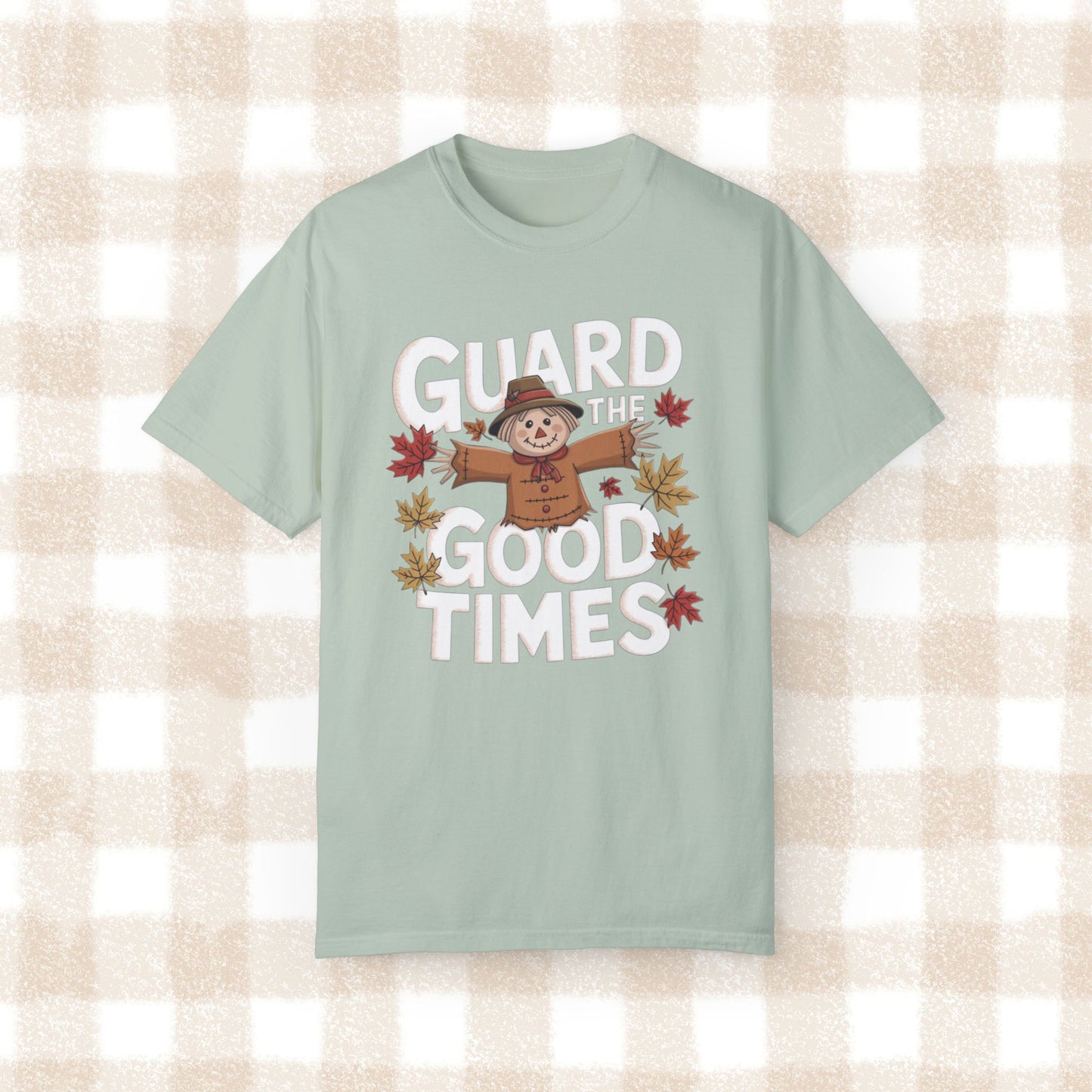 Guard the Good Times Halloween Scarecrow T-Shirt, Funny Fall Design Tee, Cute Autumn Graphic Shirt, Thanksgiving Top