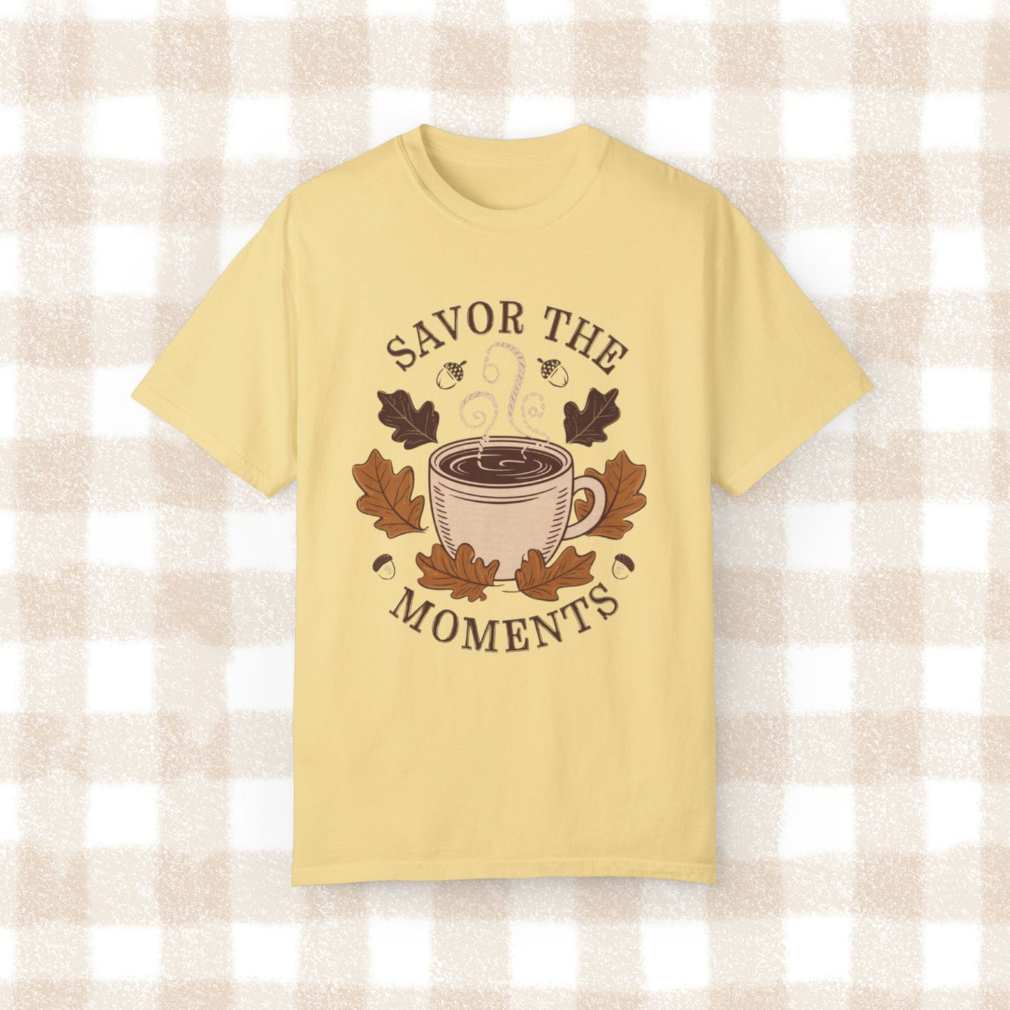 Savor the Moments Coffee Art T-Shirt, Fall Season T-Shirt, Cozy Autumn Tee, Comfortable Everyday Wear, Stylish Casual Top