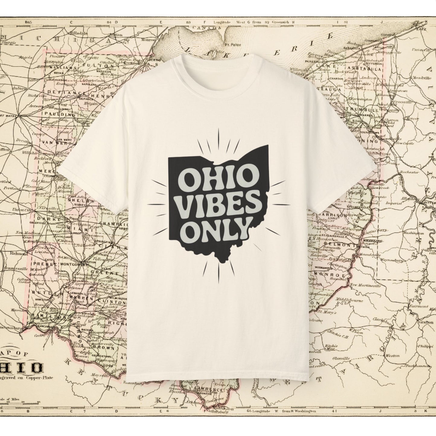 Ohio Vibes Only T-Shirt, Fun Ohio Graphic Tee, Ohio Pride Shirt, Trendy Ohio Apparel, State Love T-Shirt