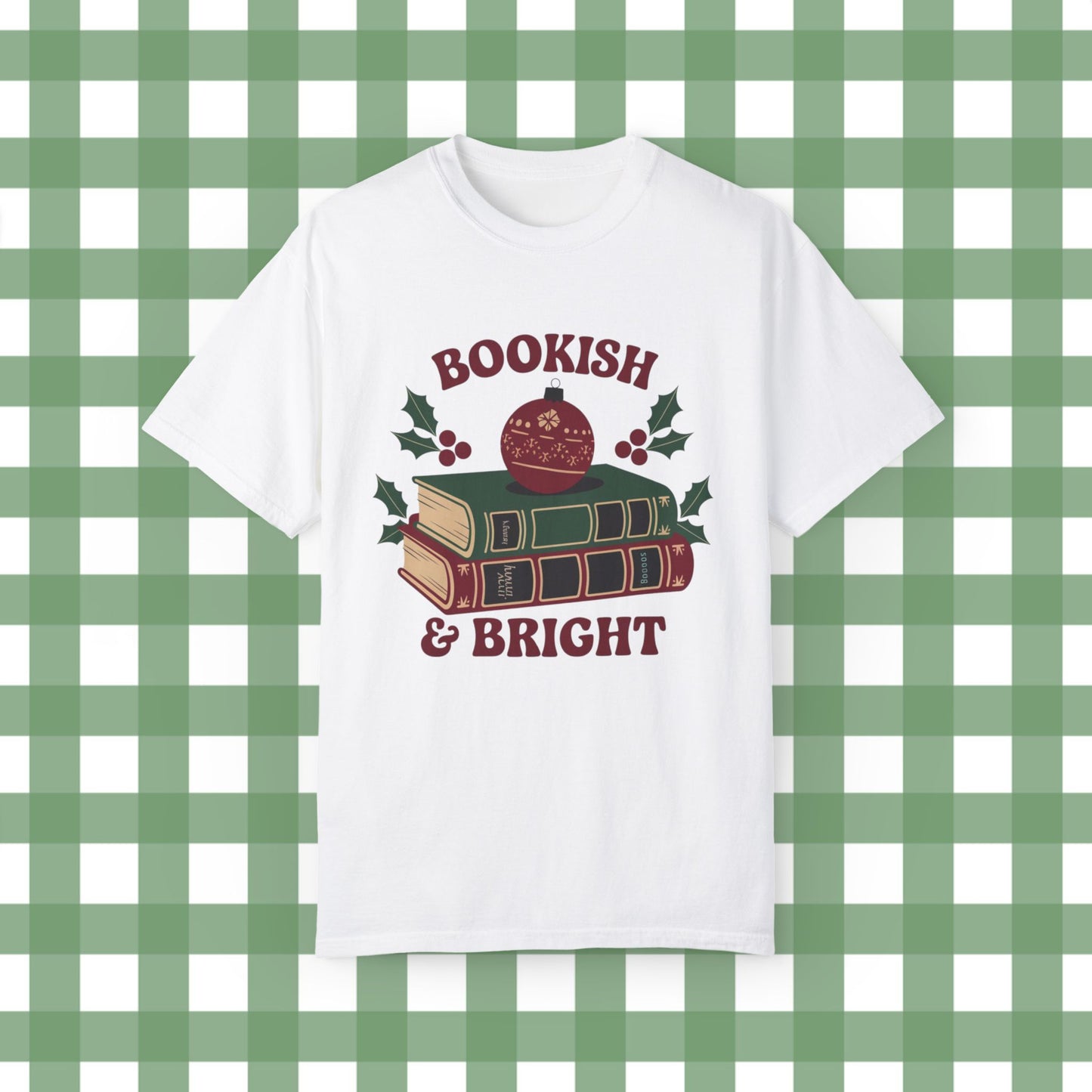 Festive Bookish and Bright Graphic Tee, Christmas Book Lover Shirt, Holiday Reading T Shirt, Cute Xmas Bookworm Top, Gift for Readers