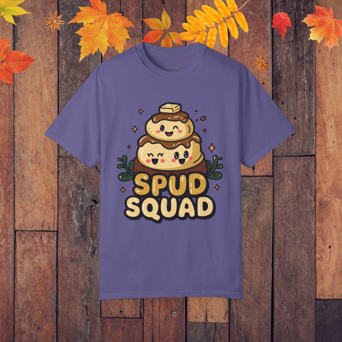 Cute Spud Squad Graphic T-Shirt, Potato Lovers Funny Tee, Kawaii Foodie Shirt, Adorable Cartoon Potatoes Top, Cute Veggie Tshirt