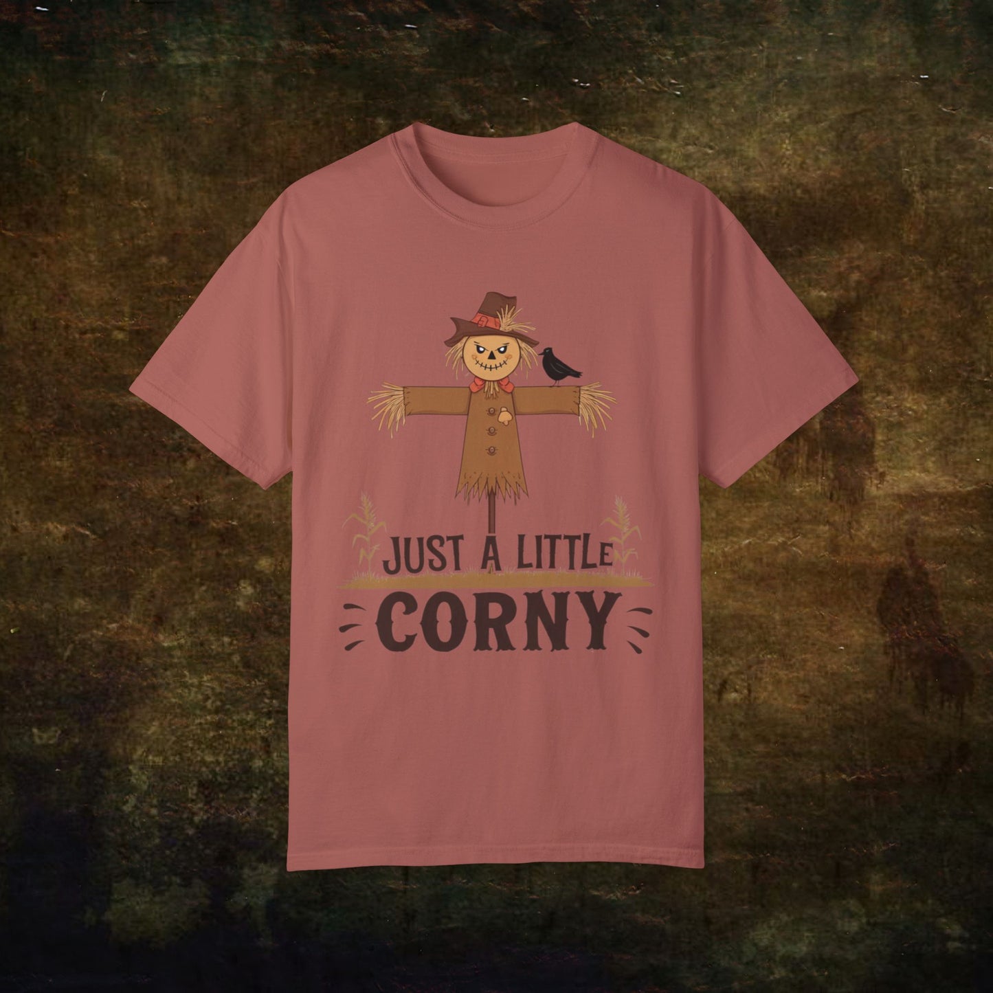 Halloween Funny Scarecrow Graphic Tee, Just A Little Corny T-Shirt, Fall Season Shirt, Cute Autumn Humor Top, Casual Tee Shirt