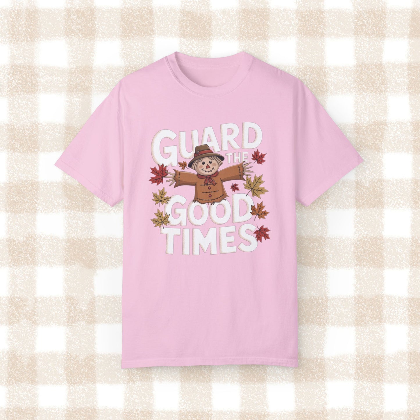 Guard the Good Times Halloween Scarecrow T-Shirt, Funny Fall Design Tee, Cute Autumn Graphic Shirt, Thanksgiving Top