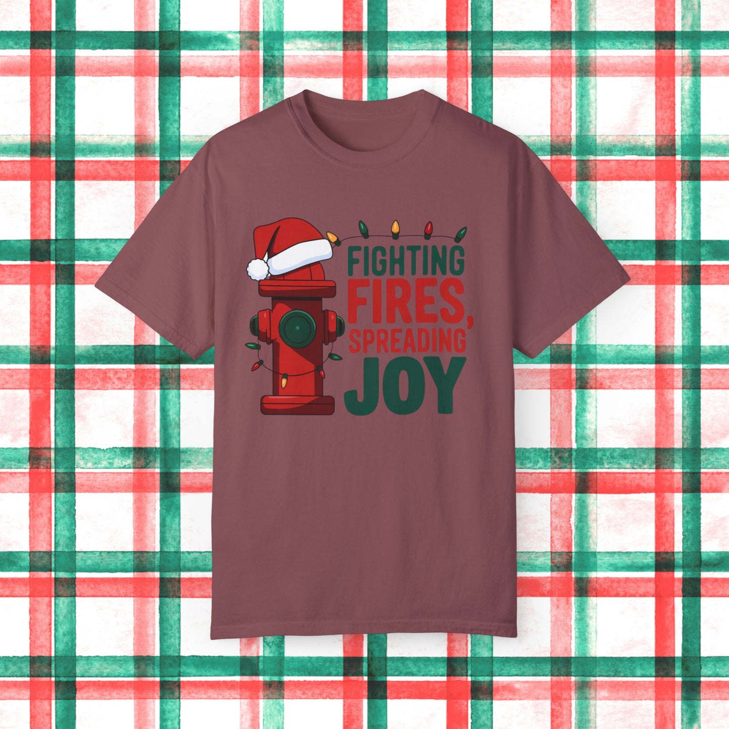 Funny Christmas Firefighter Shirt, Fighting Fires Spreading Joy T-Shirt, Firefighter Xmas Gift, Holiday Firefighter Tee