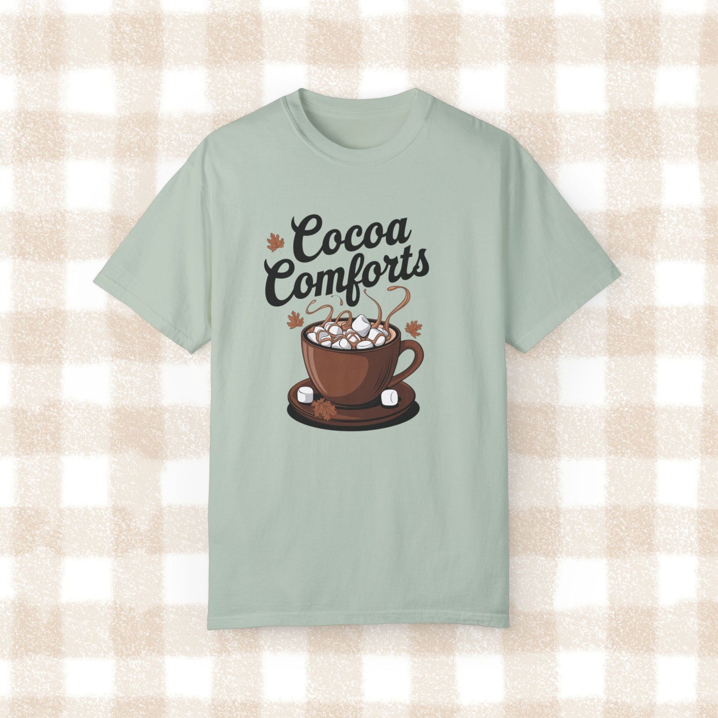 Cozy Fall Cocoa Comforts T-Shirt, Cute Hot Chocolate Graphic Tee, Autumn Wardrobe Essential, Perfect Fall Gift Idea