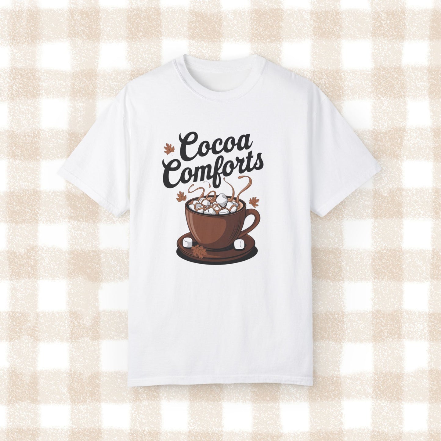 Cozy Fall Cocoa Comforts T-Shirt, Cute Hot Chocolate Graphic Tee, Autumn Wardrobe Essential, Perfect Fall Gift Idea