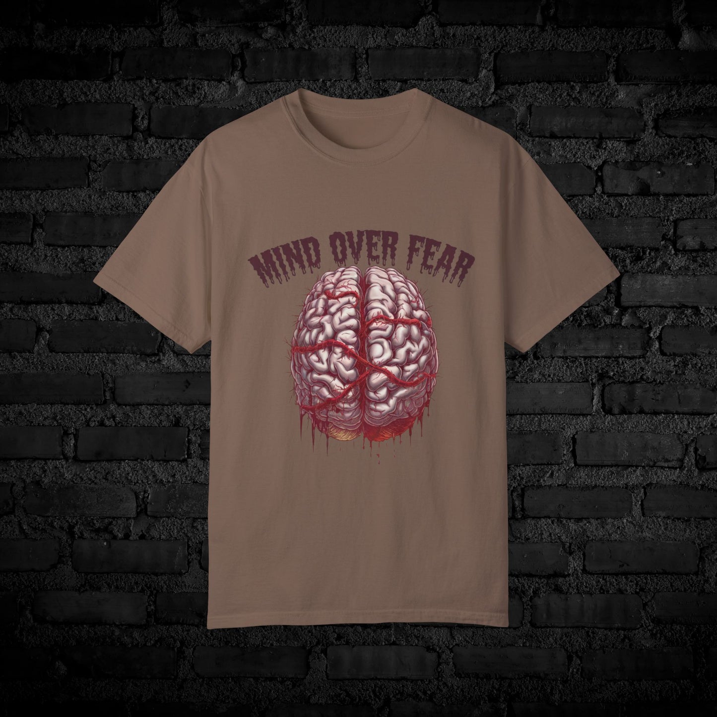 Mind Over Fear Graphic T-Shirt, Motivational Tee, Inspirational Brain Design, Positive Thinking Shirt, Fearless Attire, Unique Gift