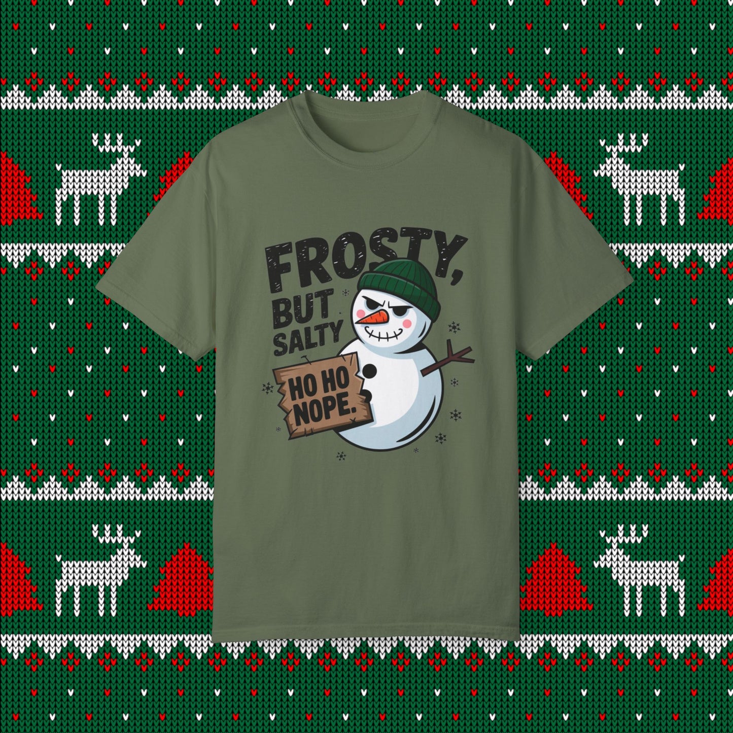 Frosty But Salty Shirt, Funny Snowman Graphic Tee, Ho Ho Nope Christmas Shirt, Winter Holiday Humor T-Shirt, Seasonal Novelty Gift