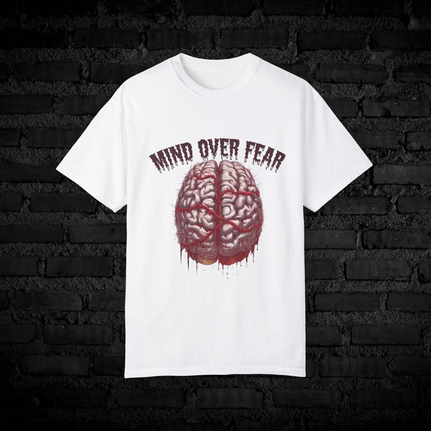 Mind Over Fear Graphic T-Shirt, Motivational Tee, Inspirational Brain Design, Positive Thinking Shirt, Fearless Attire, Unique Gift