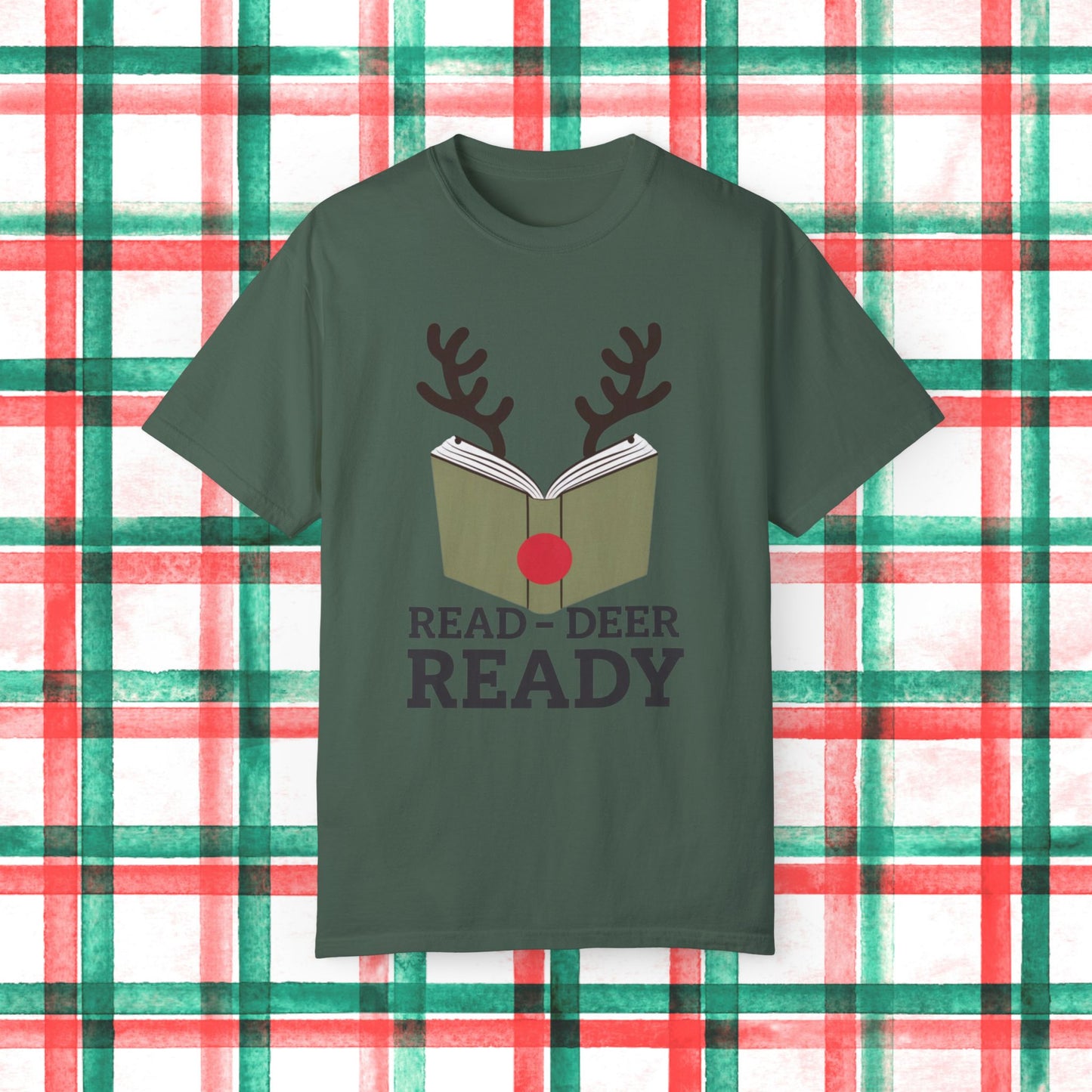 Read Deer Ready T-Shirt, Book Lover Shirt, Funny Reading Tee, Deer Antler Graphic, Christmas Shirt, Holiday Gift for Readers