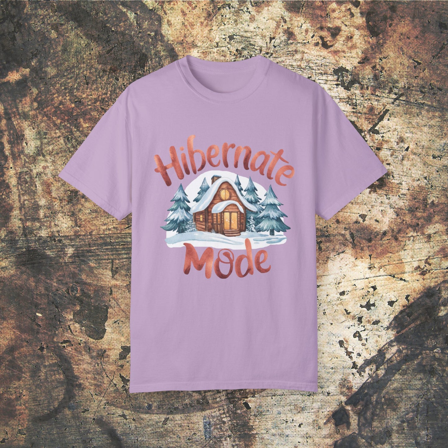 Cozy Winter Cabin T-Shirt, Hibernate Mode Graphic Tee, Winter Wonderland Shirt, Rustic Cabin Snow Design, Unisex Gift Idea