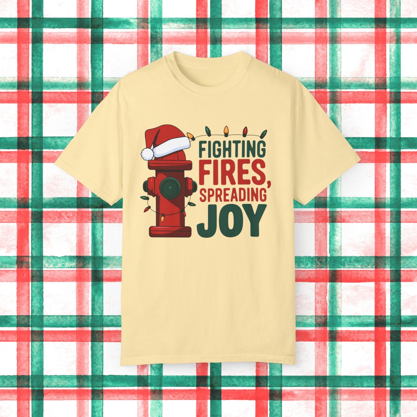 Funny Christmas Firefighter Shirt, Fighting Fires Spreading Joy T-Shirt, Firefighter Xmas Gift, Holiday Firefighter Tee