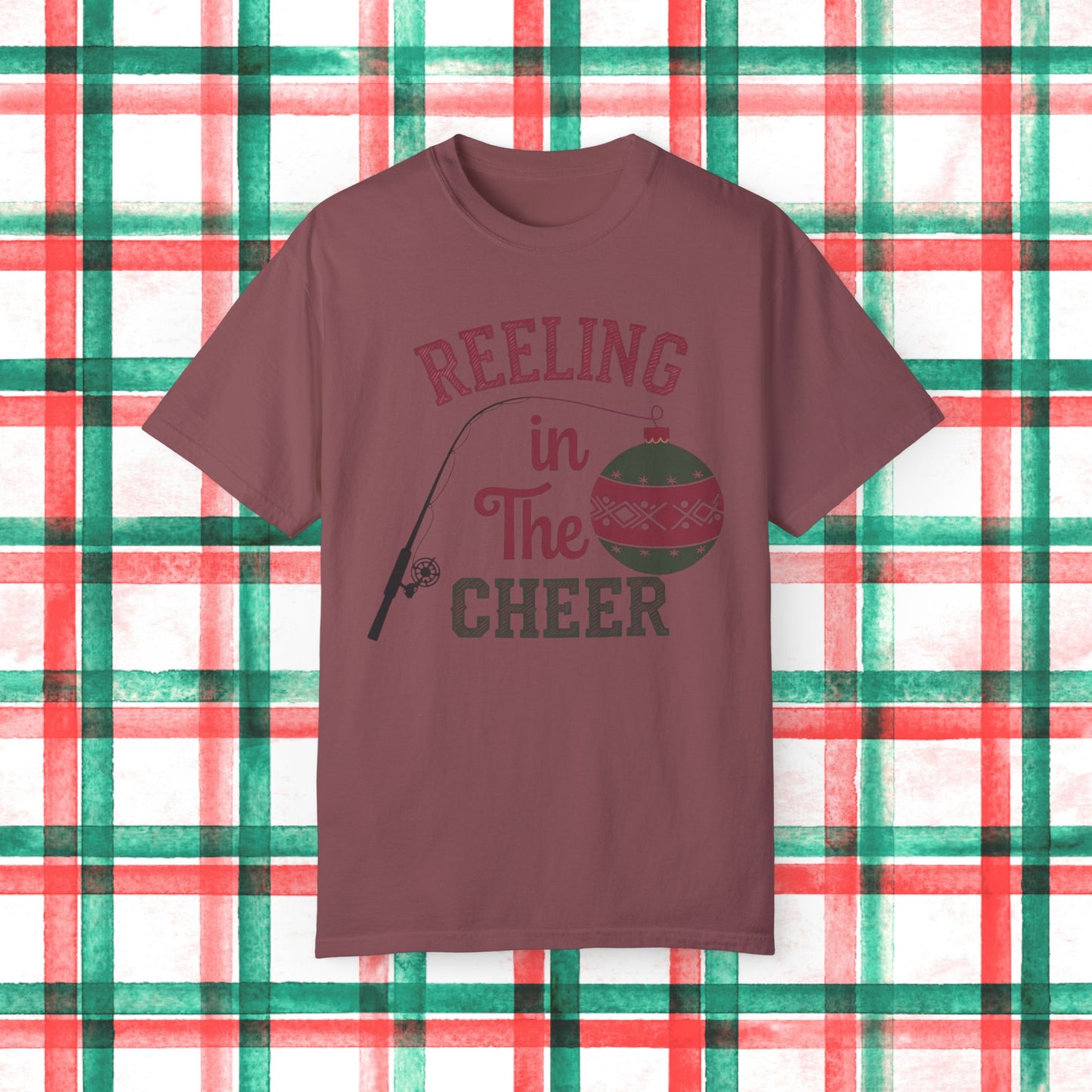 Reeling in The Cheer Fishing Christmas T-Shirt, Funny Holiday Fishing Tee, Christmas Gift for Fishermen, Xmas Fishing Shirt