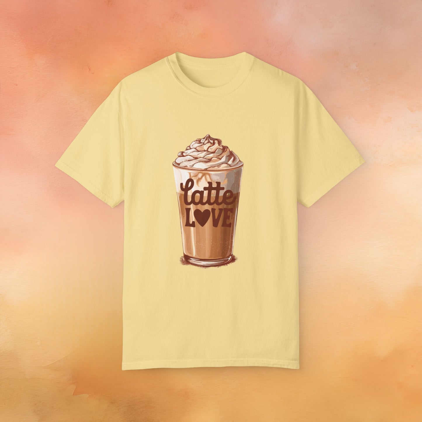 Latte Love T-Shirt, Cute Coffee Lover Shirt, Whipped Cream Latte Graphic Tee, Caffeine Enthusiast Gift, Coffee Shop Apparel