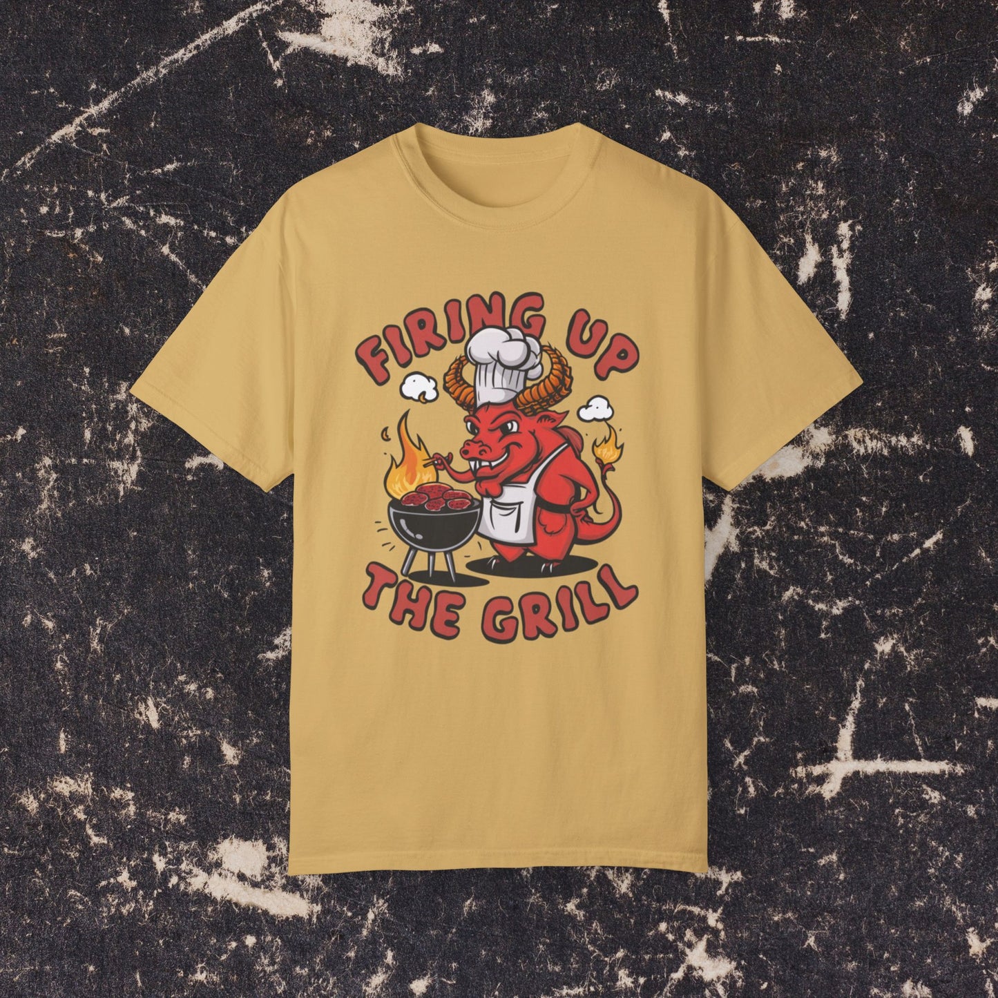 Funny BBQ T-Shirt, Firing Up The Grill Shirt, Grill Master Tee, Chef Demon Graphic Shirt, Summer BBQ Shirt, Cookout T-Shirt