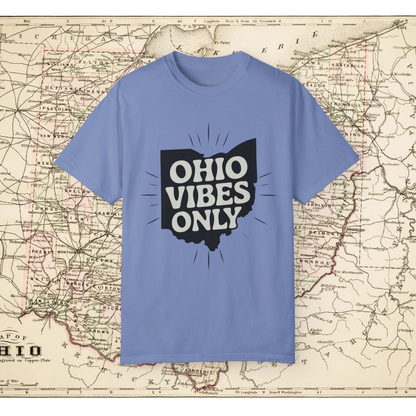 Ohio Vibes Only T-Shirt, Fun Ohio Graphic Tee, Ohio Pride Shirt, Trendy Ohio Apparel, State Love T-Shirt