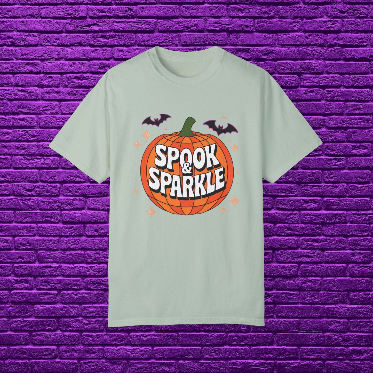 Halloween Pumpkin Spook and Sparkle T-Shirt, Cute Halloween Shirt with Pumpkin and Bats, Halloween Holiday Tee for Spooky Season