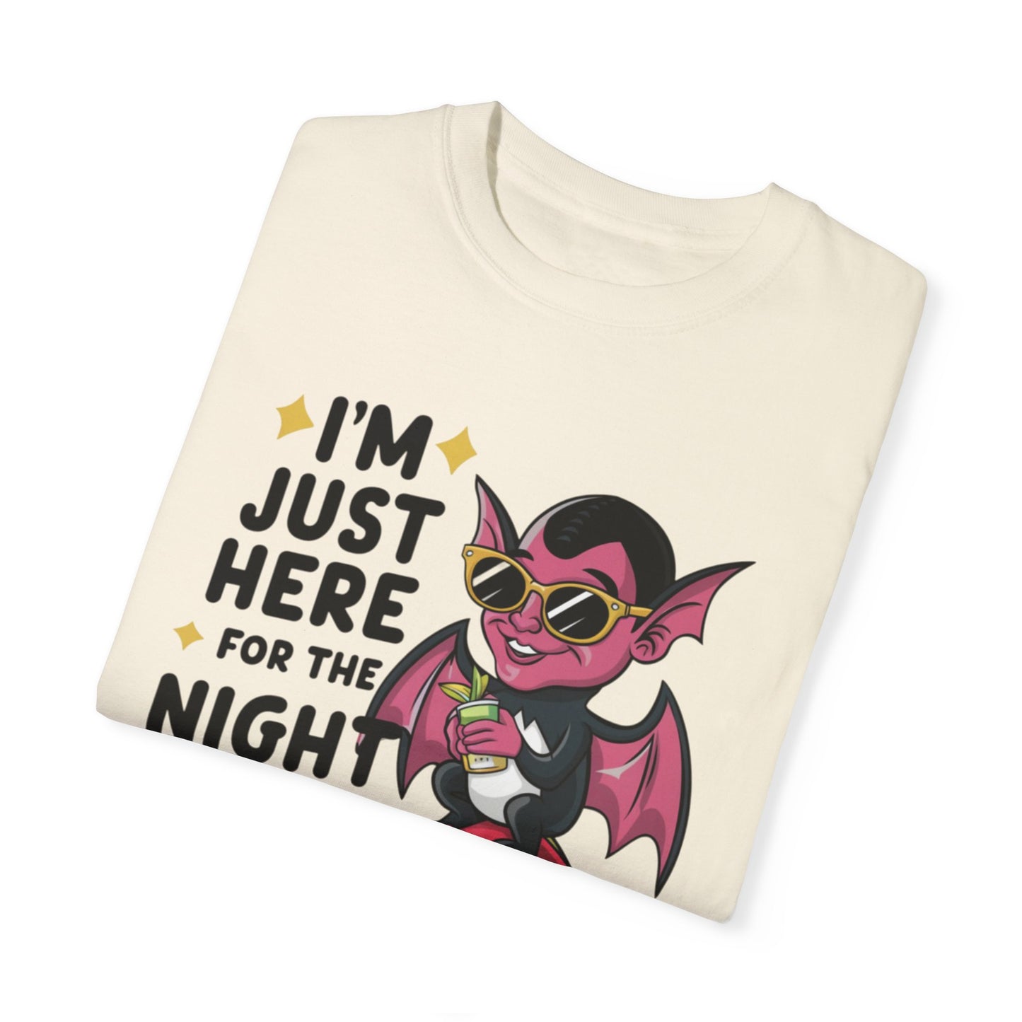 Funny Bat T-Shirt, Just Here For The Night Life Tee, Graphic Vampire Shirt, Cute Halloween T-Shirt, Beach Ball Bat T-Shirt