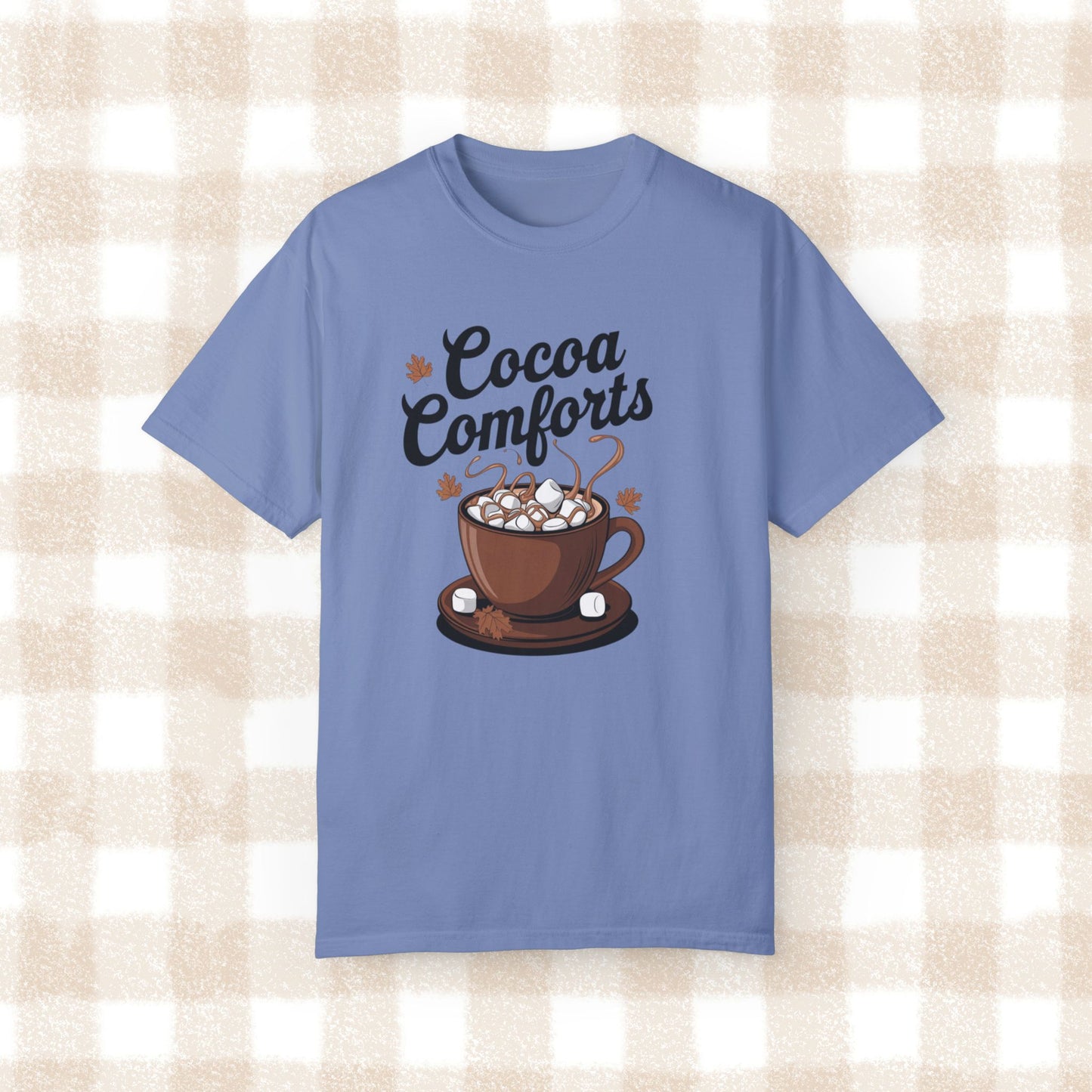 Cozy Fall Cocoa Comforts T-Shirt, Cute Hot Chocolate Graphic Tee, Autumn Wardrobe Essential, Perfect Fall Gift Idea