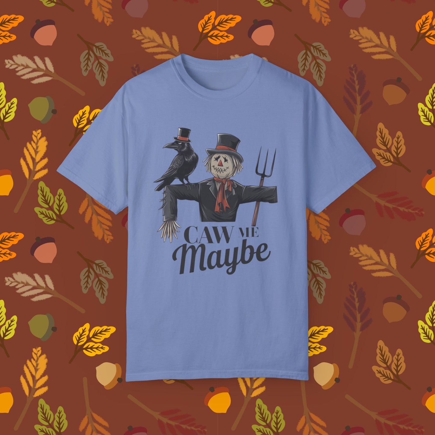 Halloween Scarecrow T-Shirt, Funny Scarecrow and Crow Tee, Caw Me Maybe Shirt, Cool Halloween Costume Shirt, Graphic Tee for Halloween