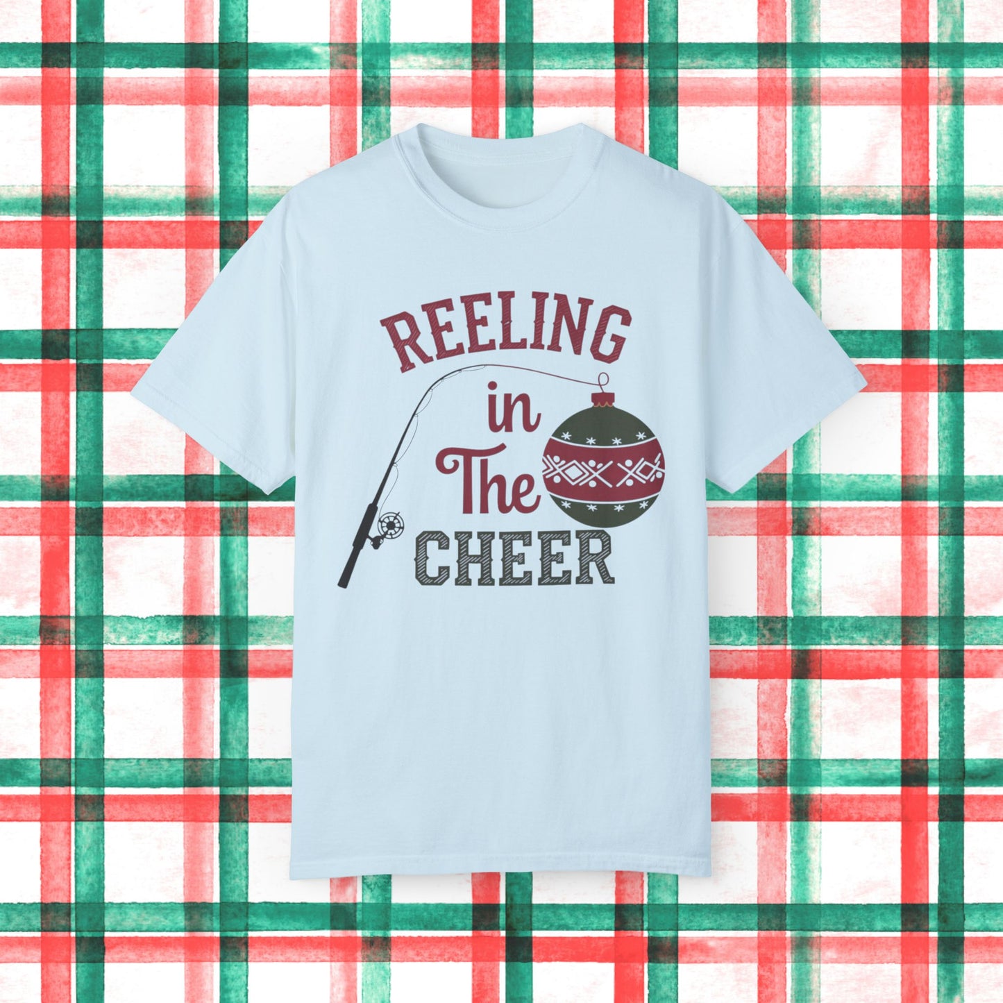 Reeling in The Cheer Fishing Christmas T-Shirt, Funny Holiday Fishing Tee, Christmas Gift for Fishermen, Xmas Fishing Shirt