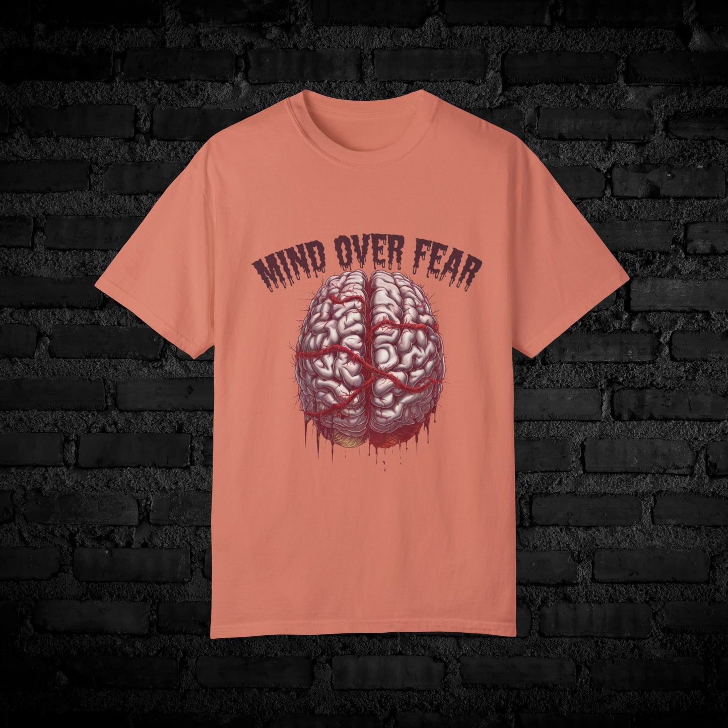 Mind Over Fear Graphic T-Shirt, Motivational Tee, Inspirational Brain Design, Positive Thinking Shirt, Fearless Attire, Unique Gift