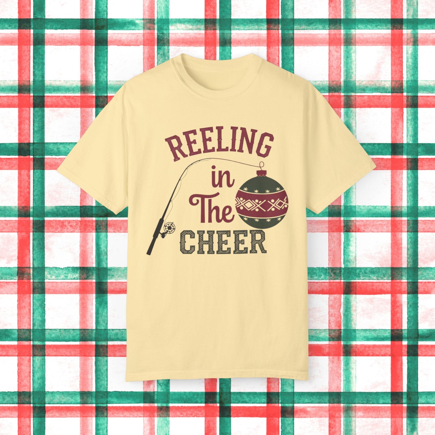 Reeling in The Cheer Fishing Christmas T-Shirt, Funny Holiday Fishing Tee, Christmas Gift for Fishermen, Xmas Fishing Shirt